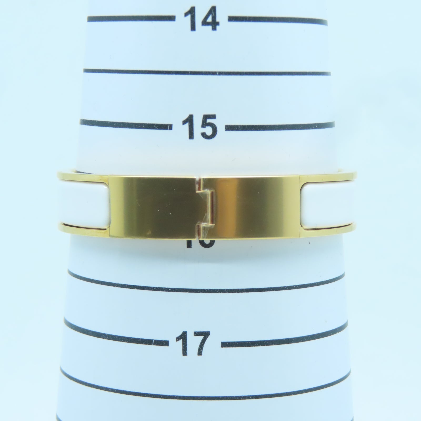 HERMES 琺瑯/金屬Clic-Clac H Bracelet金扣手鐲New White白色