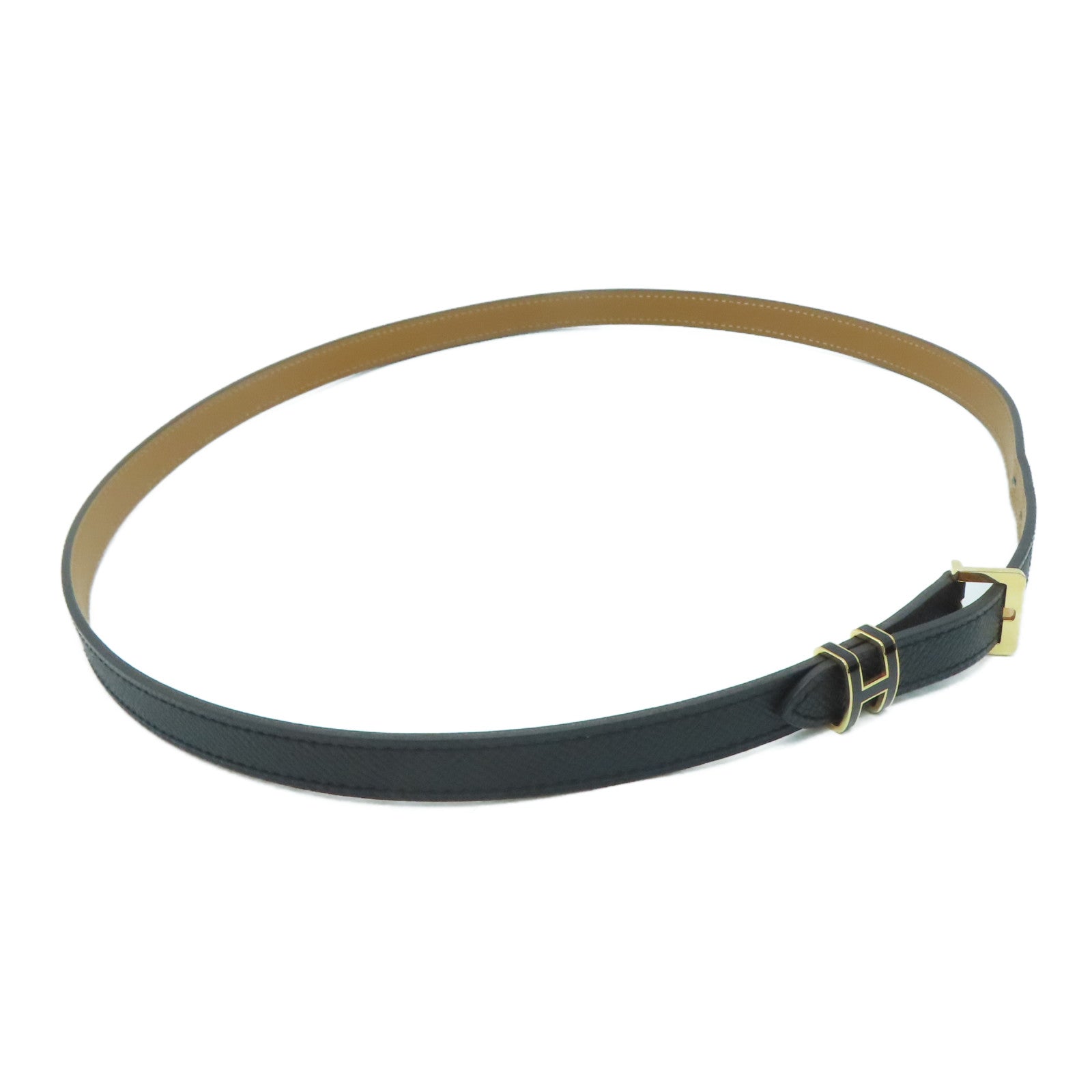 HERMES Epsom皮革Pop H 15 Belt金扣皮带黑色/Noir