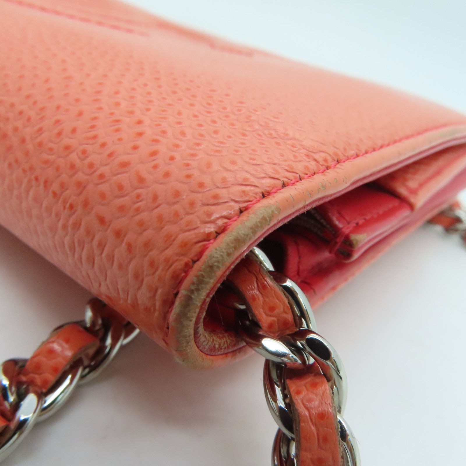 CHANEL [Sharp Discount] Caviar Leather Chain Shoulder Silver Buckle Shoulder Bag Pink