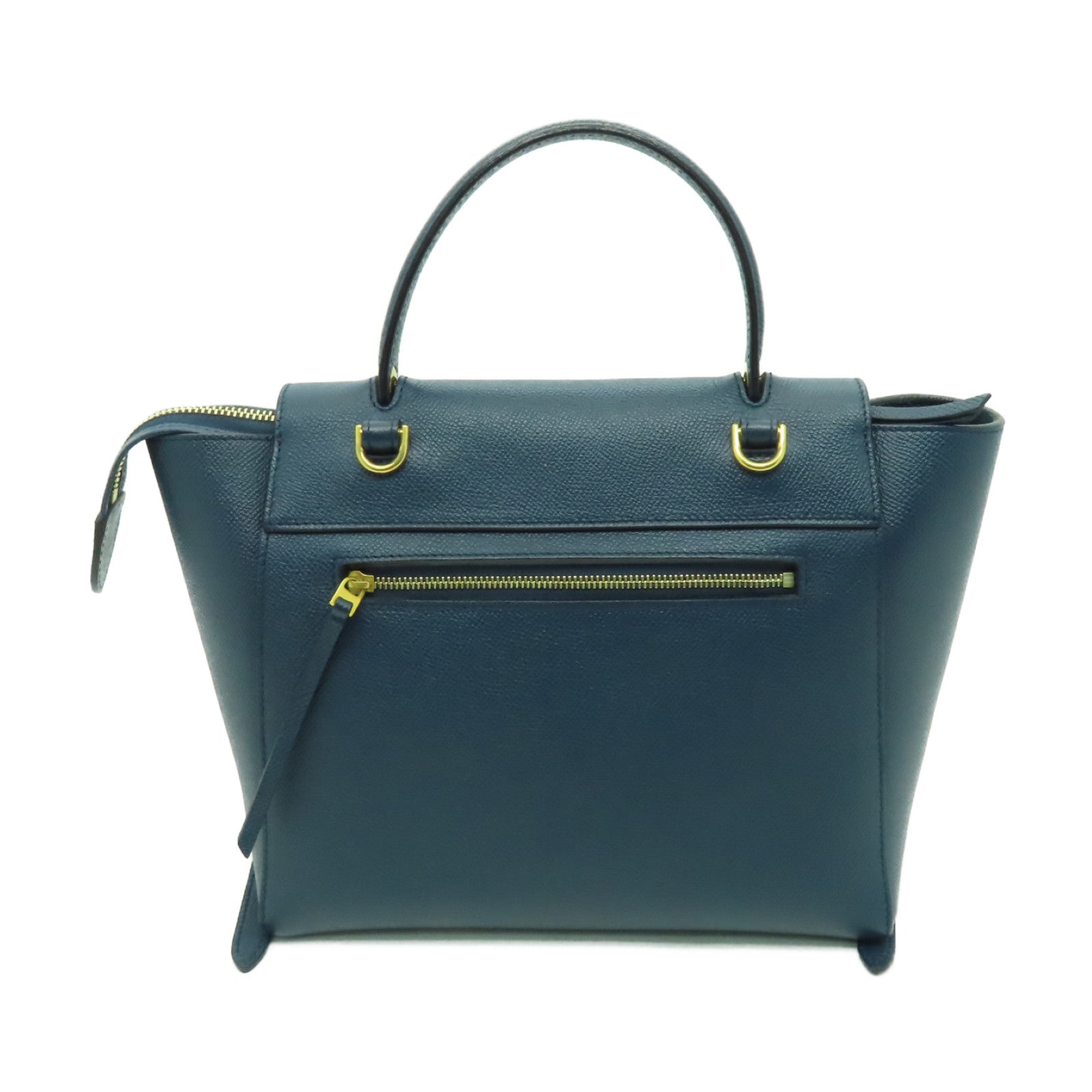 CELINE 粒面牛皮皮革Micro Belt Bag金扣手挽肩背兩用袋深綠色