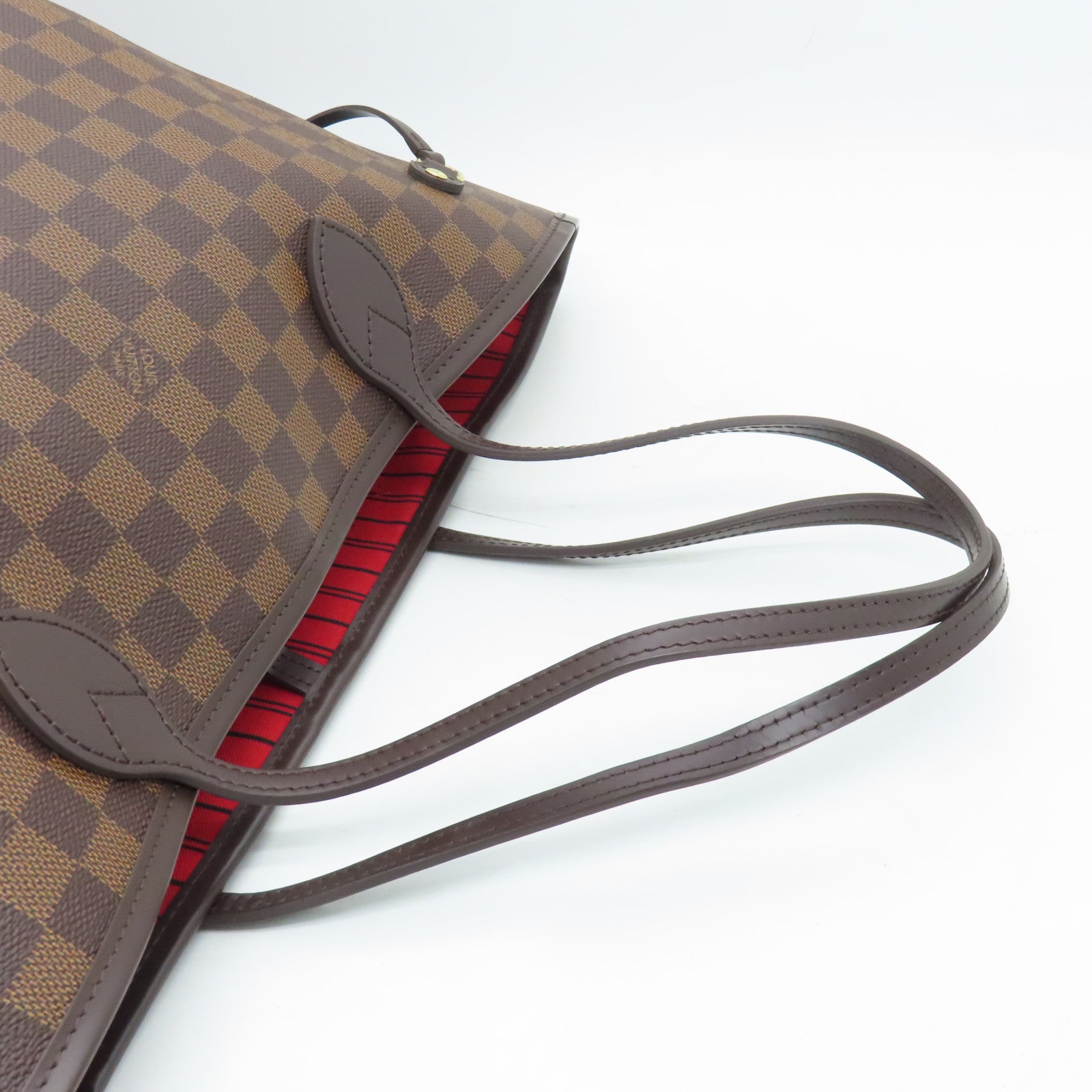 LOUIS VUITTON Damier Neverfull MM Gold Buckle Shoulder Bag Brown