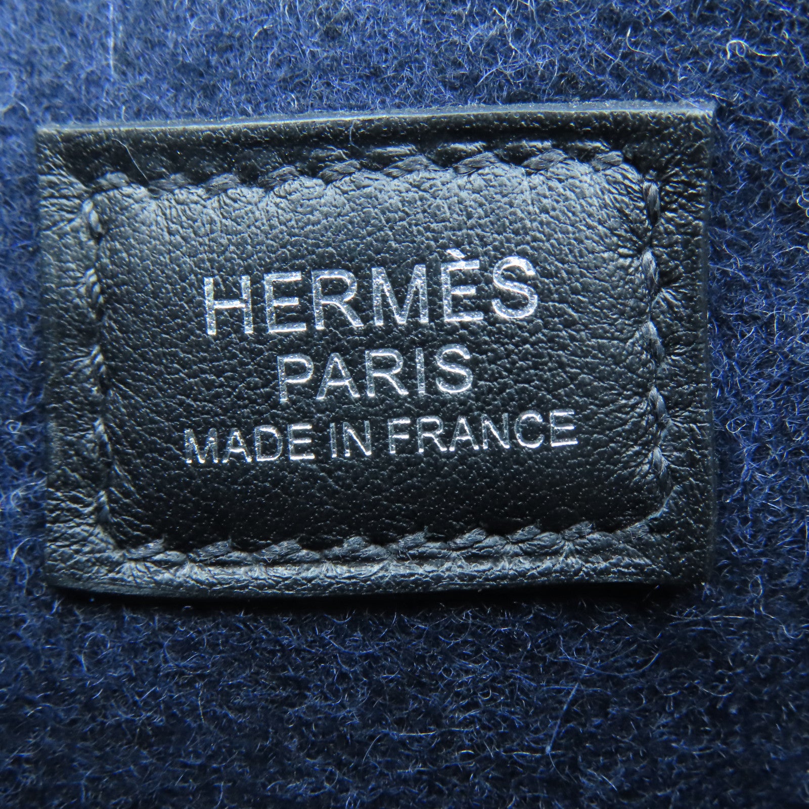 HERMES Swift皮革/羊毛毯Evelyne TPM銀扣肩背袋深藍色/黑色