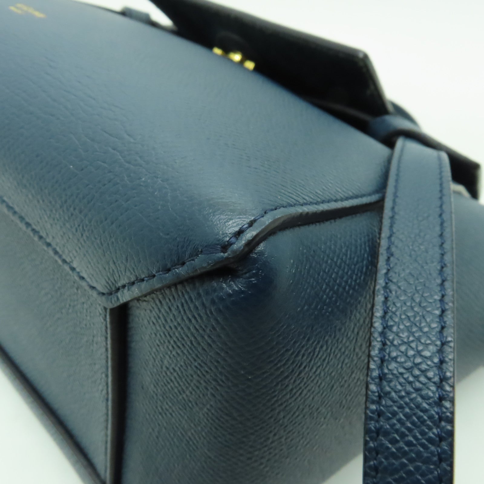 CELINE 粒面牛皮皮革Micro Belt Bag金扣手挽肩背兩用袋深綠色
