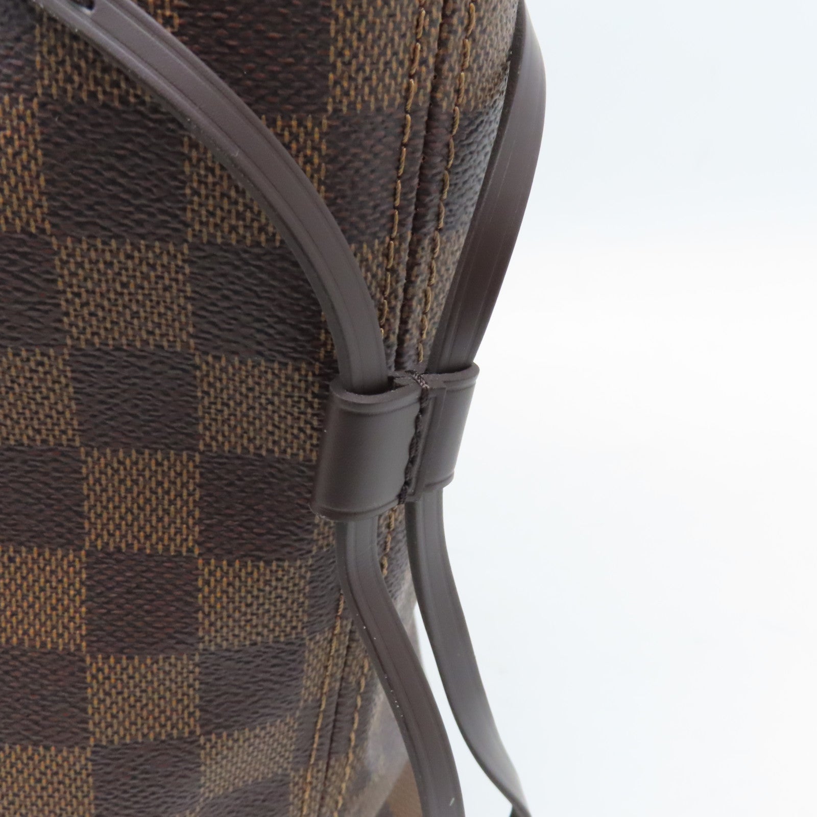 LOUIS VUITTON Damier Neverfull MM Gold Buckle Shoulder Bag Brown
