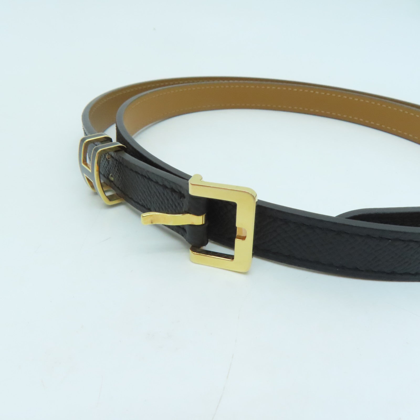 HERMES Epsom皮革Pop H 15 Belt金扣皮带黑色/Noir