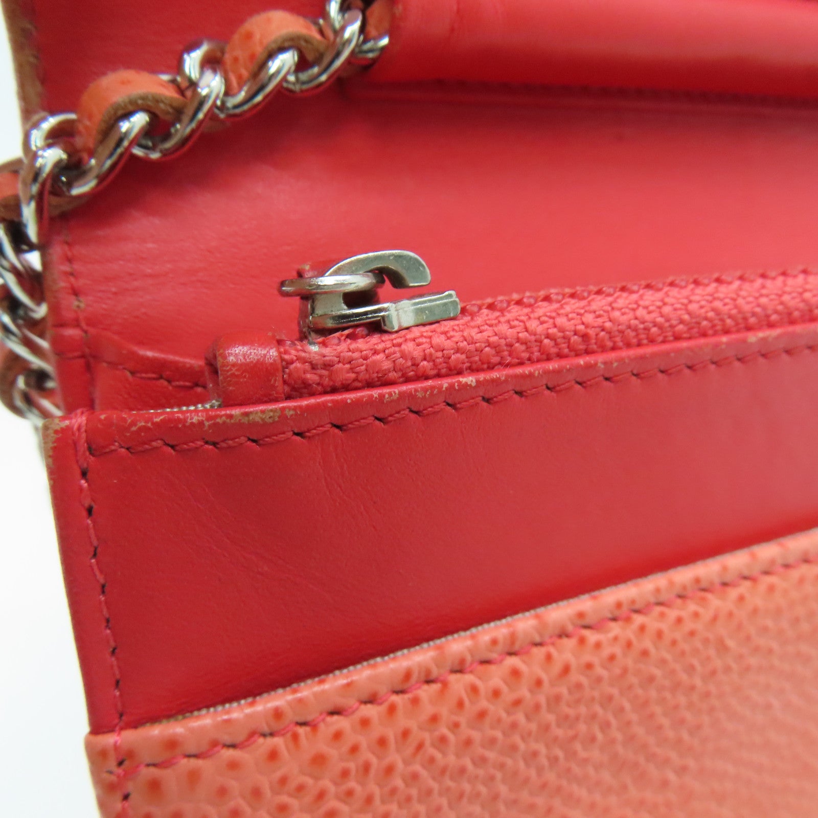 CHANEL [Sharp Discount] Caviar Leather Chain Shoulder Silver Buckle Shoulder Bag Pink