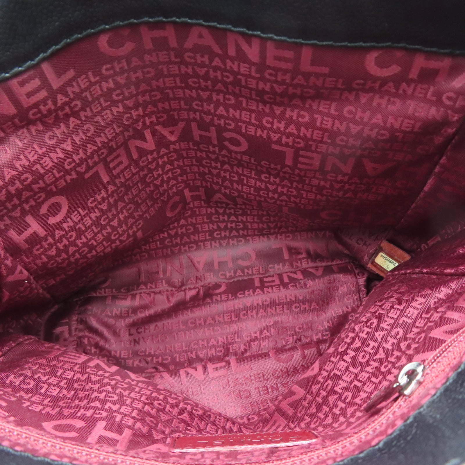 CHANEL 牛皮皮革Handbag银扣手挽袋黑色