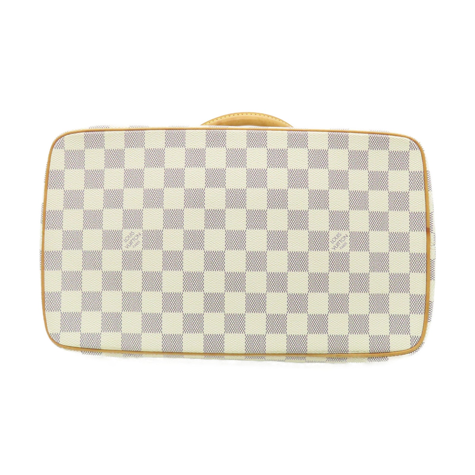 LOUIS VUITTON Damier Azur Saleya MM金扣手挽袋白色