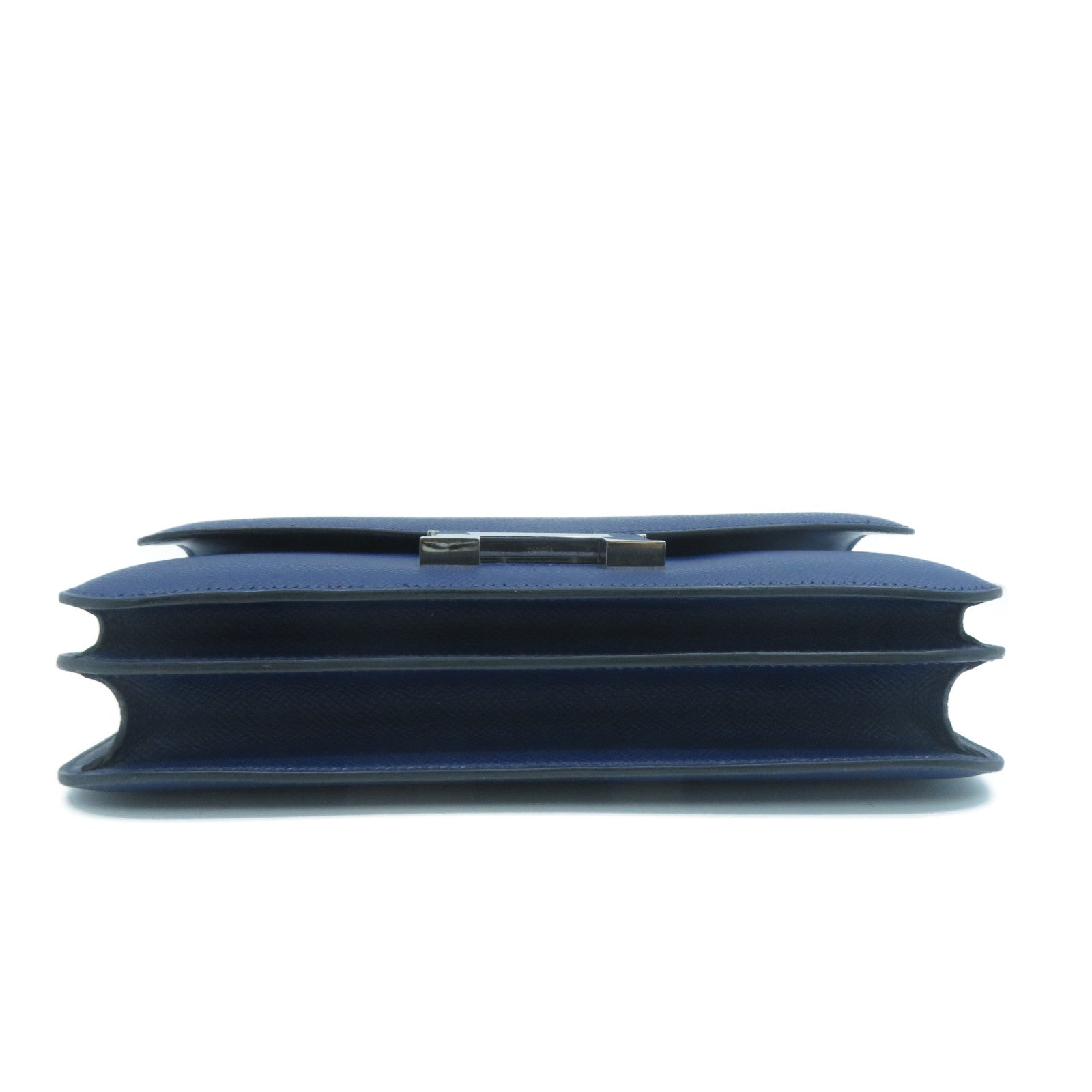 HERMES Epsom皮革Constance Elan銀扣肩背袋Bleu Saphir寶石藍色