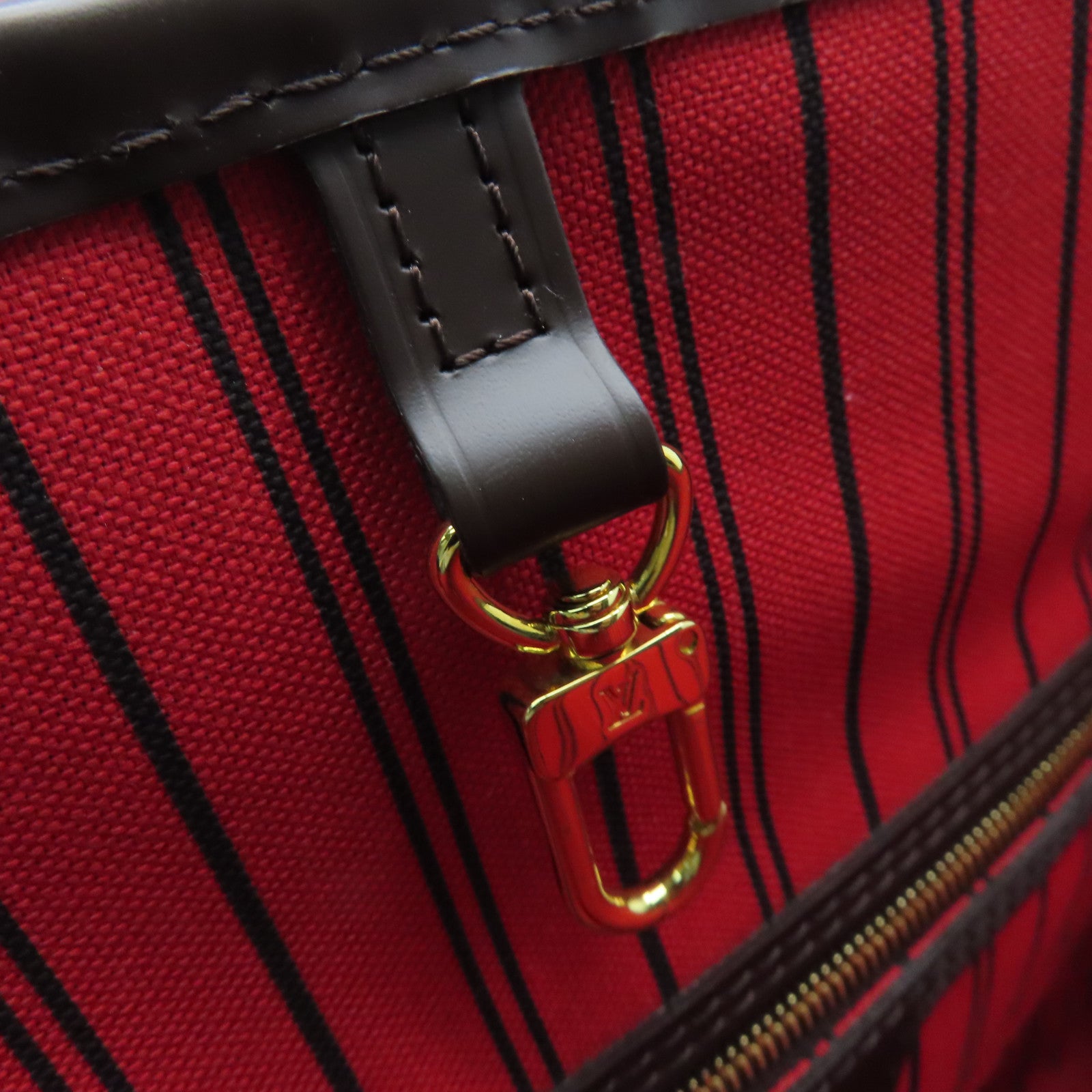 LOUIS VUITTON Damier Neverfull MM Gold Buckle Shoulder Bag Brown