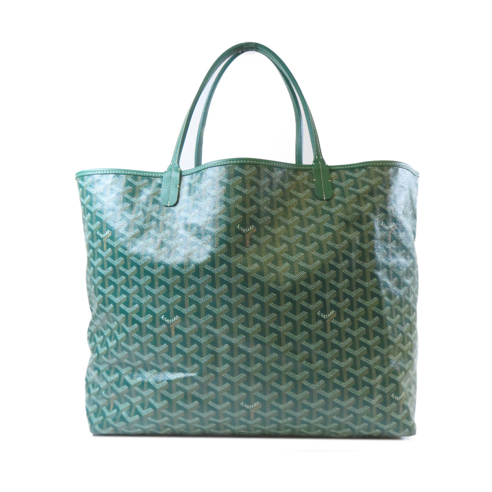 GOYARD 塗層帆布Saint-Louis GM銀扣手挽袋綠色