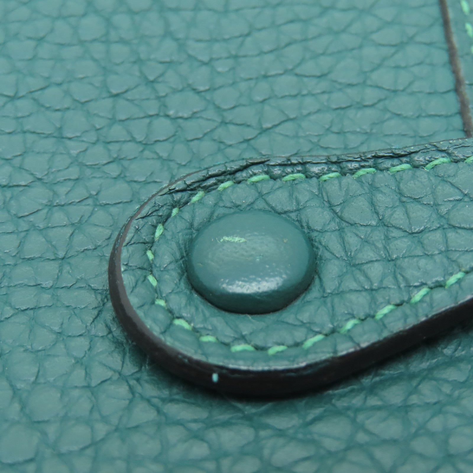 HERMES Clemence皮革Evelyne TPM銀扣肩背袋飽和綠色