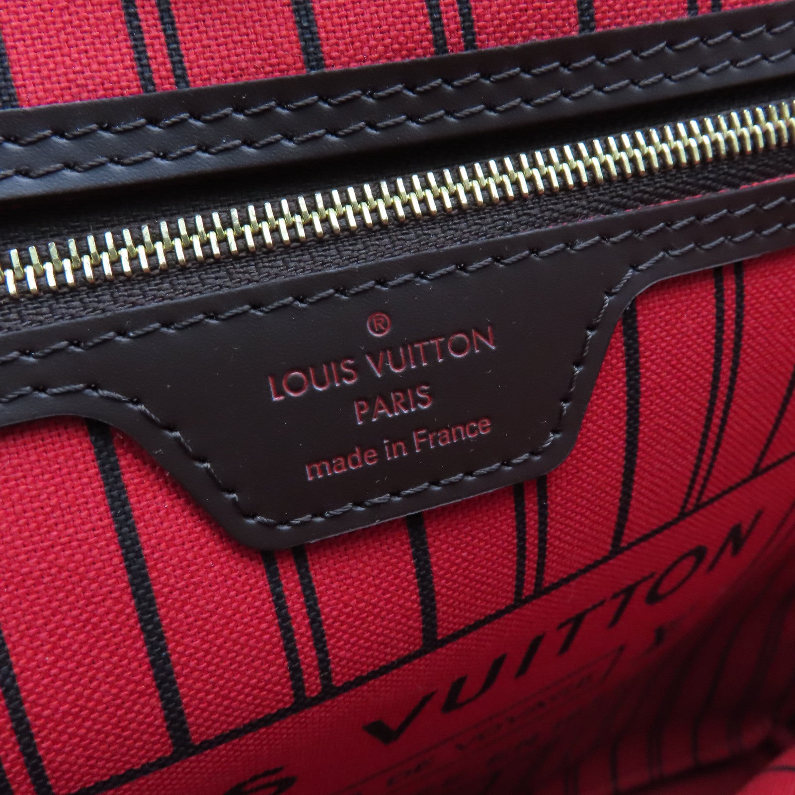 LOUIS VUITTON Damier Neverfull MM Gold Buckle Shoulder Bag Brown
