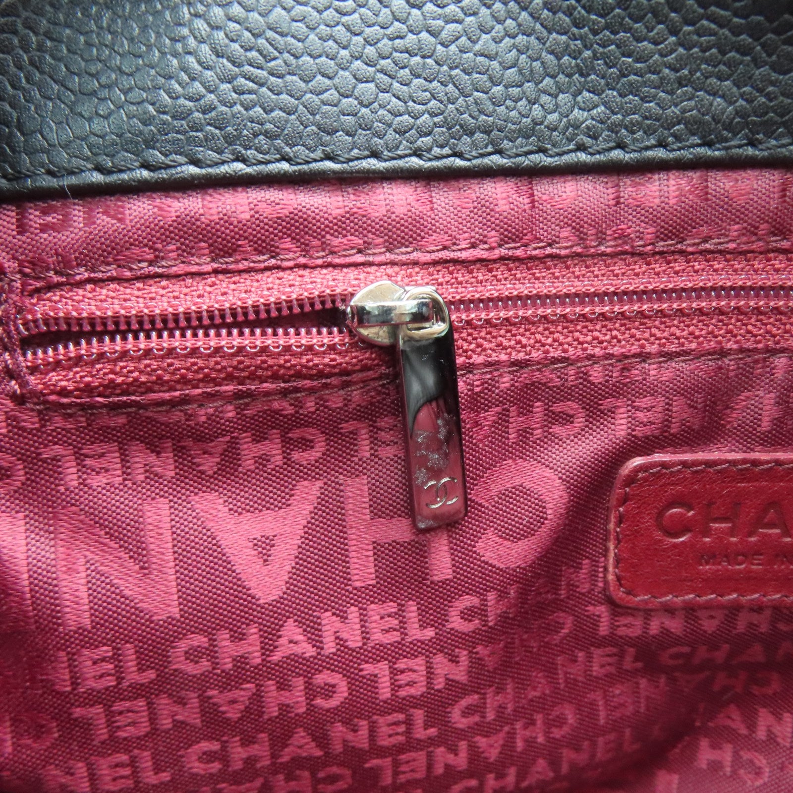 CHANEL 牛皮皮革Handbag银扣手挽袋黑色