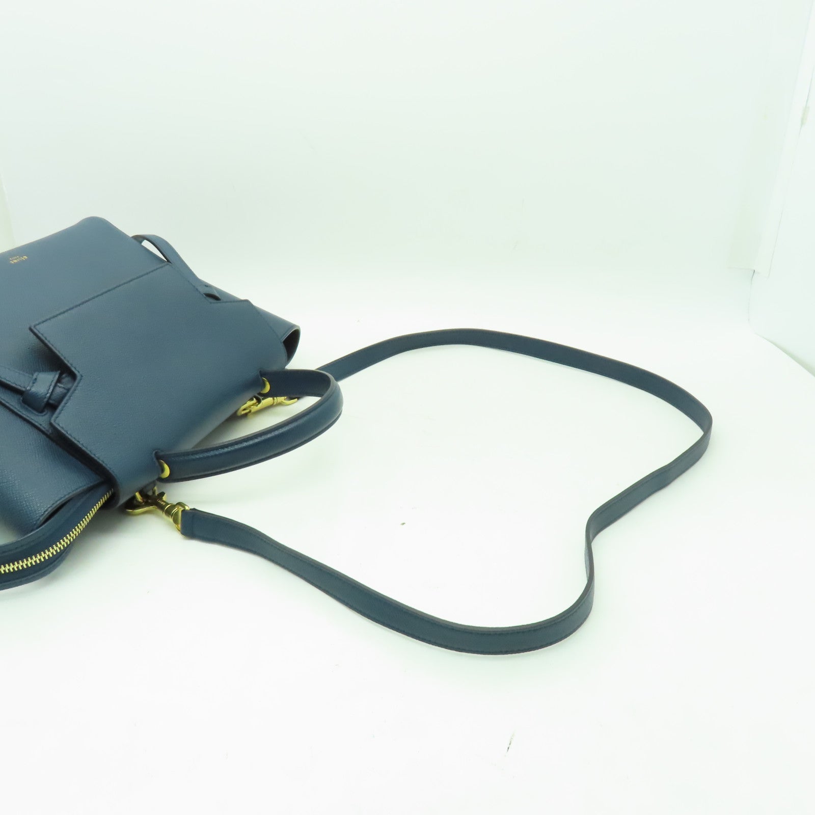 CELINE 粒面牛皮皮革Micro Belt Bag金扣手挽肩背兩用袋深綠色