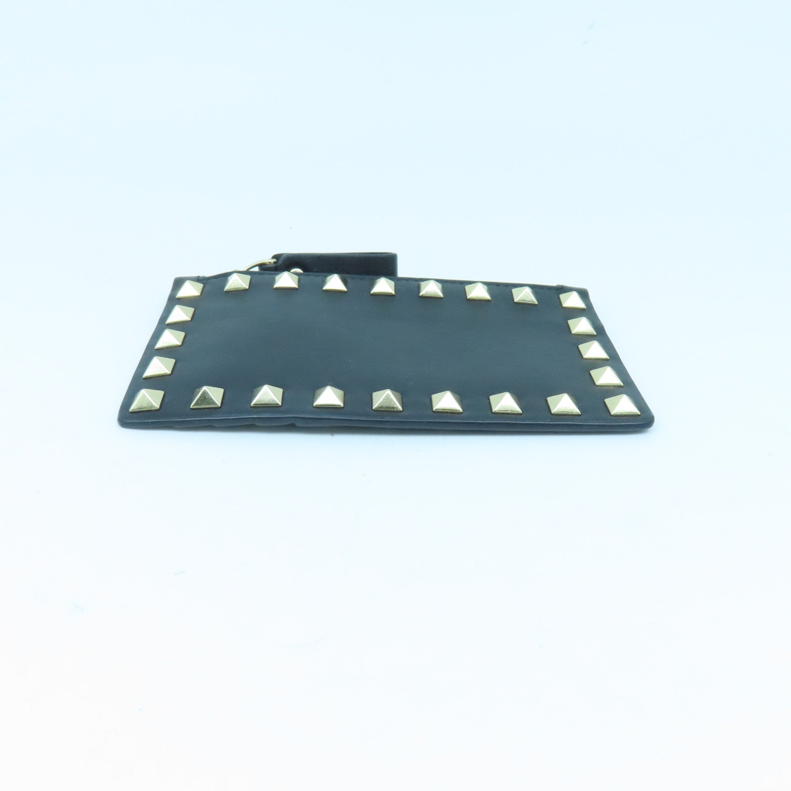 Valentino 牛皮皮革Card case銀扣卡片套黑色