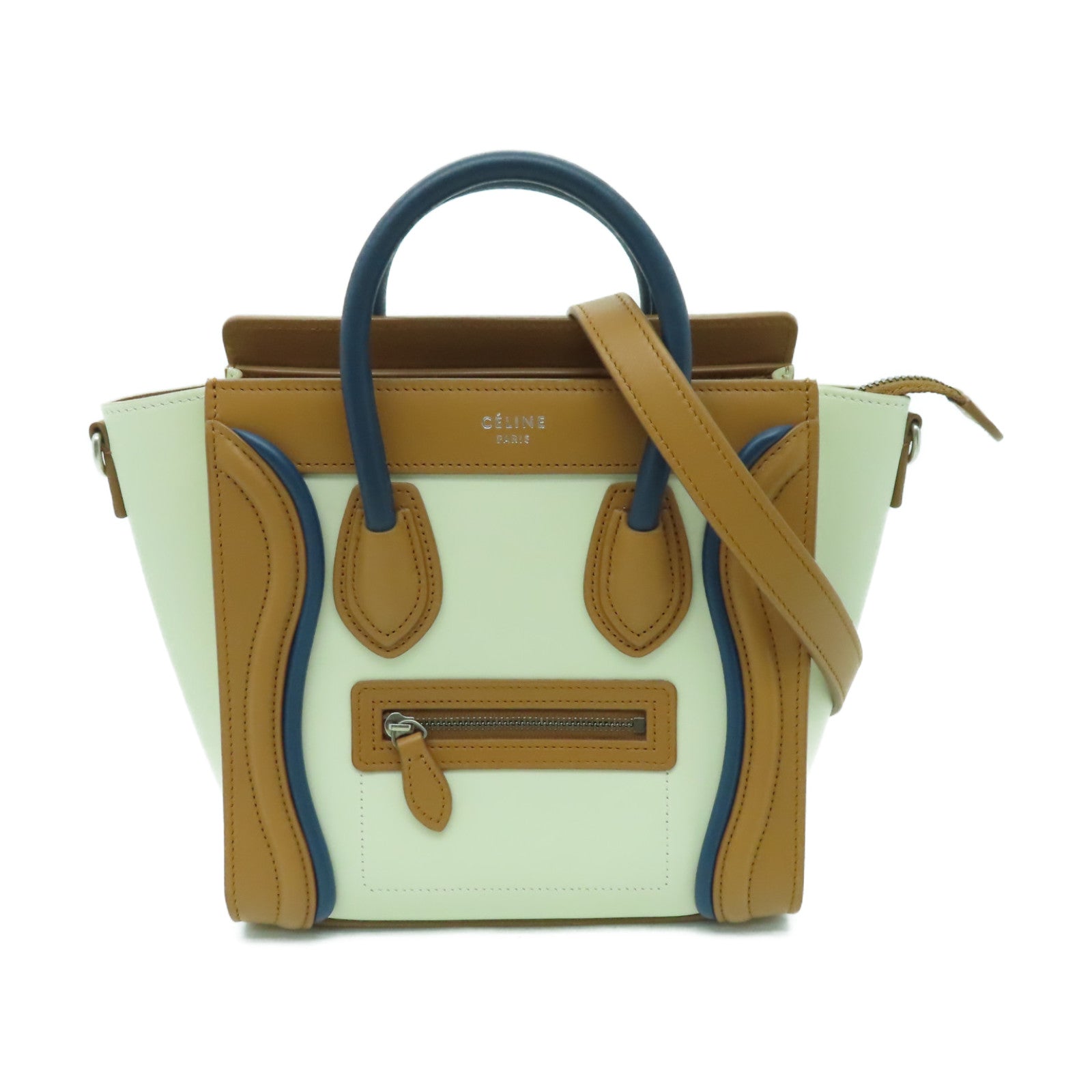 CELINE 牛皮皮革Nano Luggage手挽肩背兩用袋米