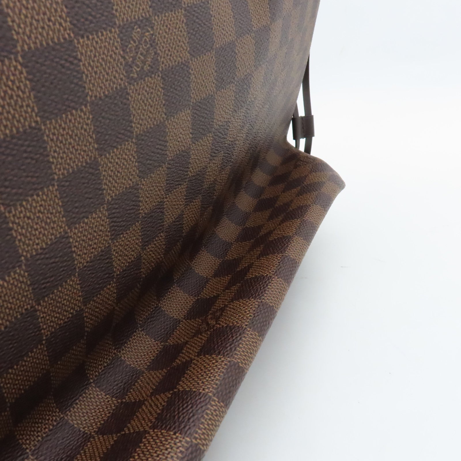 LOUIS VUITTON Damier Neverfull MM Gold Buckle Shoulder Bag Brown