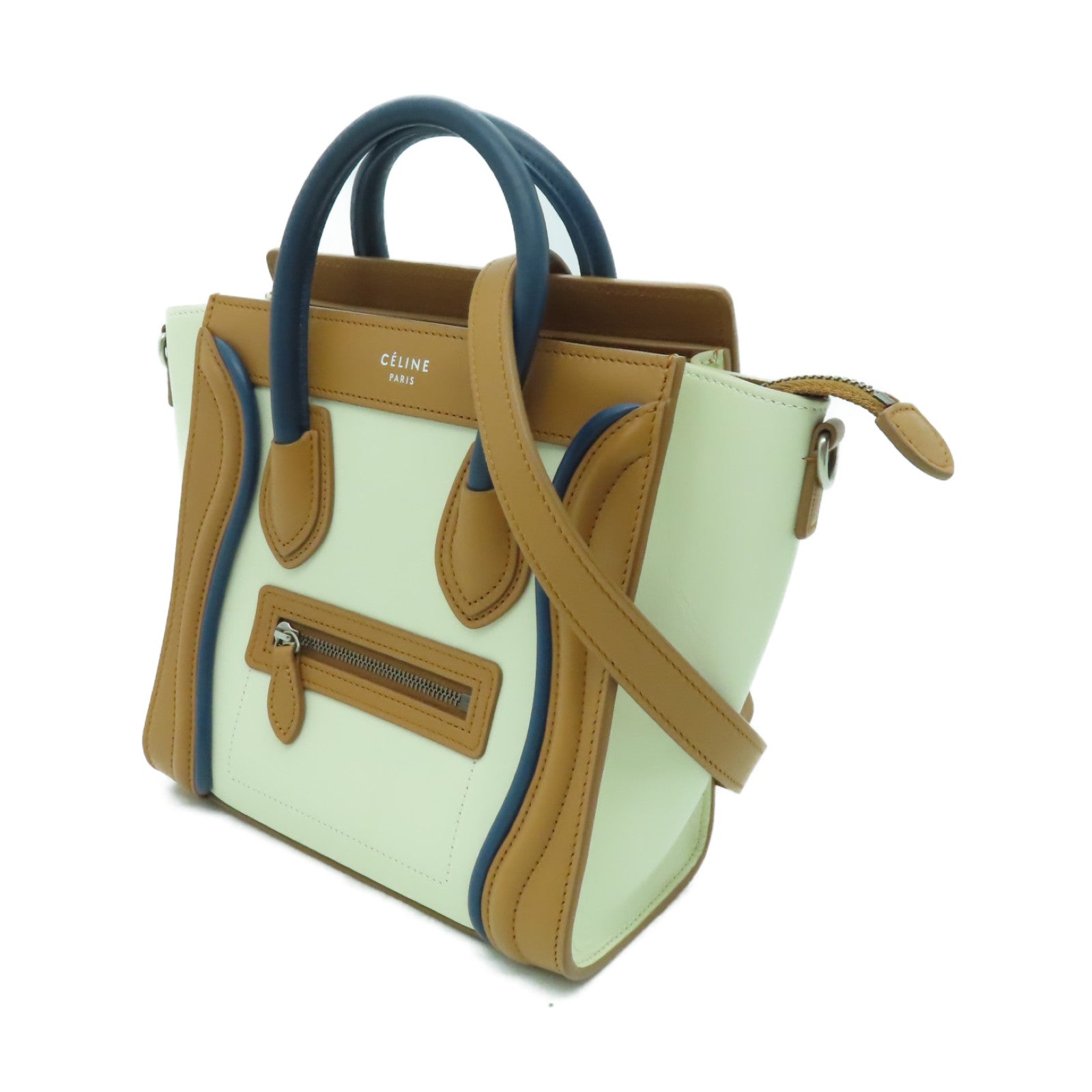 CELINE 牛皮皮革Nano Luggage手挽肩背兩用袋米