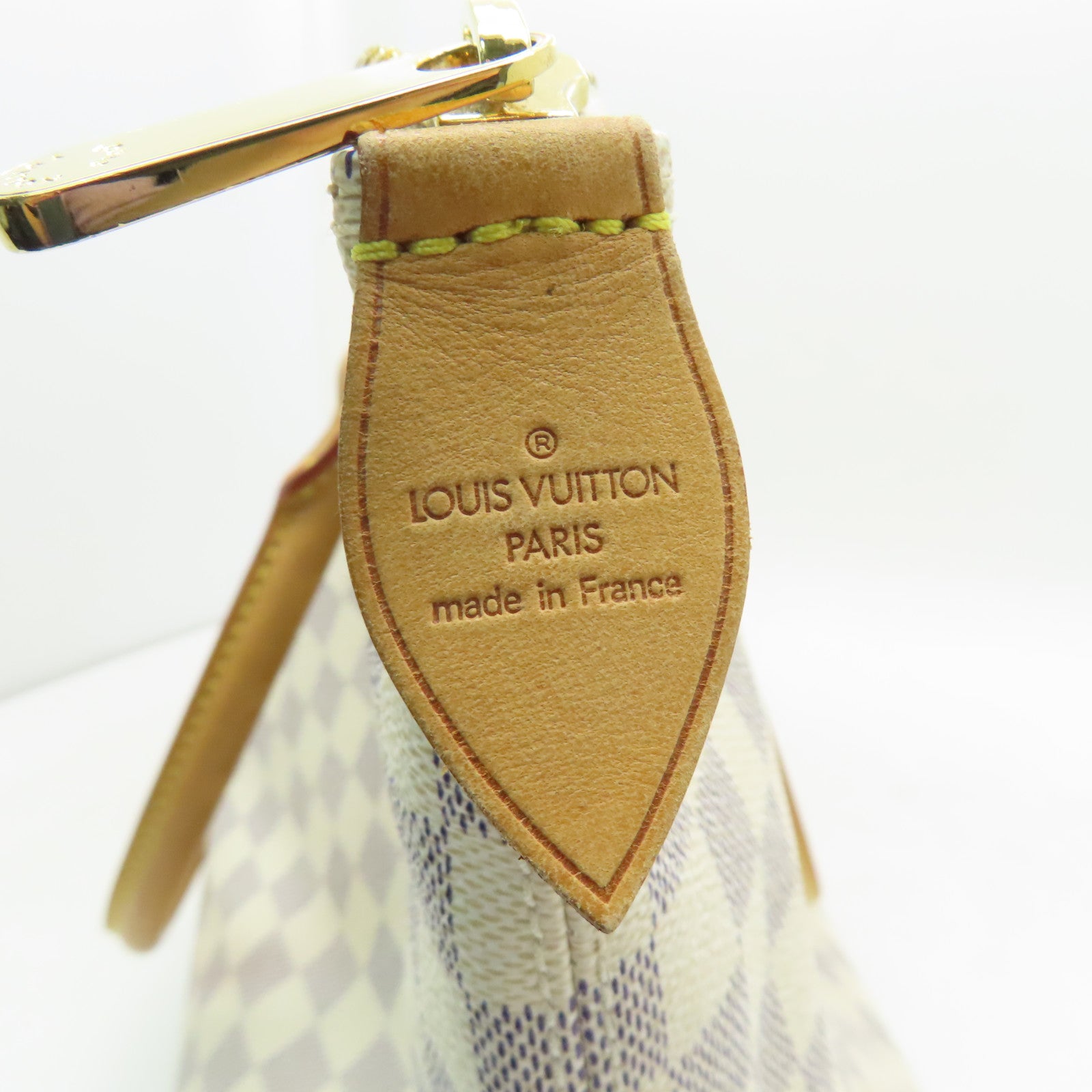 LOUIS VUITTON Damier Azur Saleya MM金扣手挽袋白色