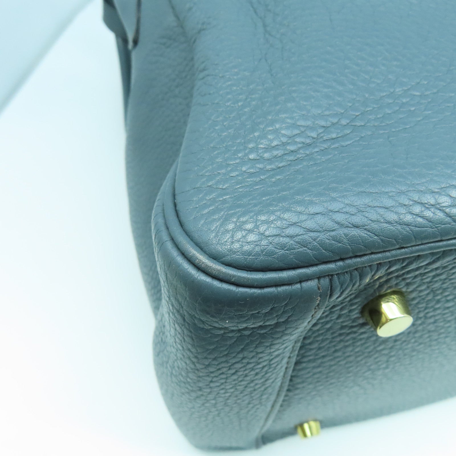 HERMES Clemence皮革Lindy 34金扣手挽肩背兩用袋風暴藍色