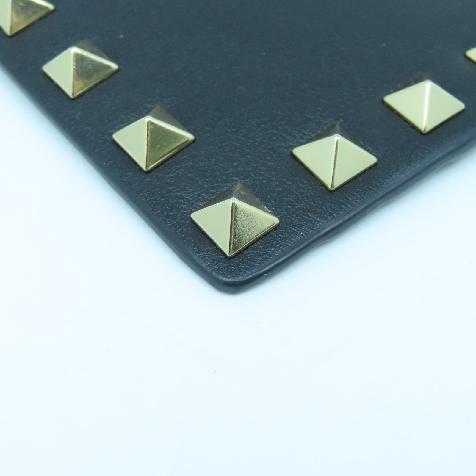 Valentino 牛皮皮革Card case銀扣卡片套黑色