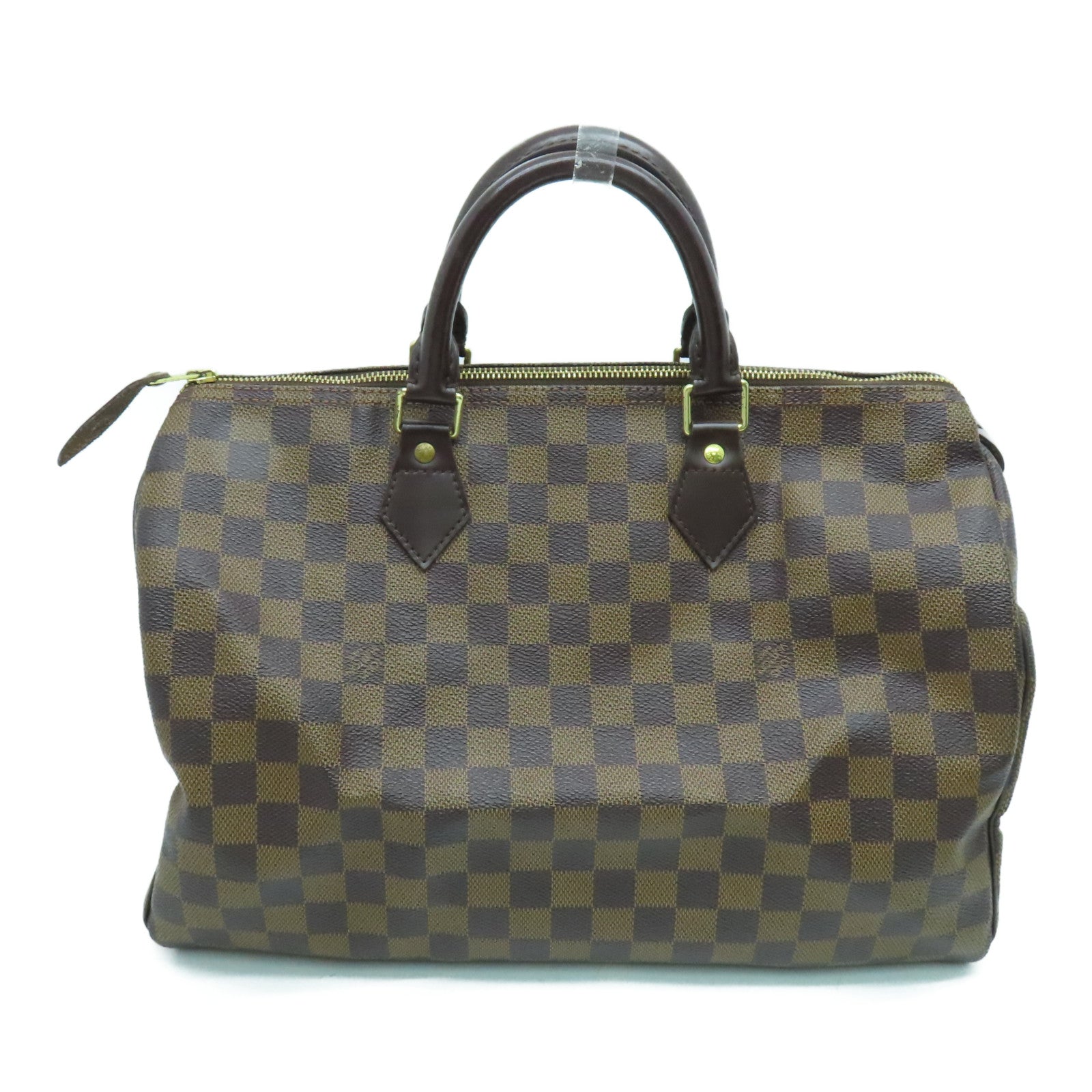 LOUIS VUITTON Damier Speedy 35金扣手挽袋啡色