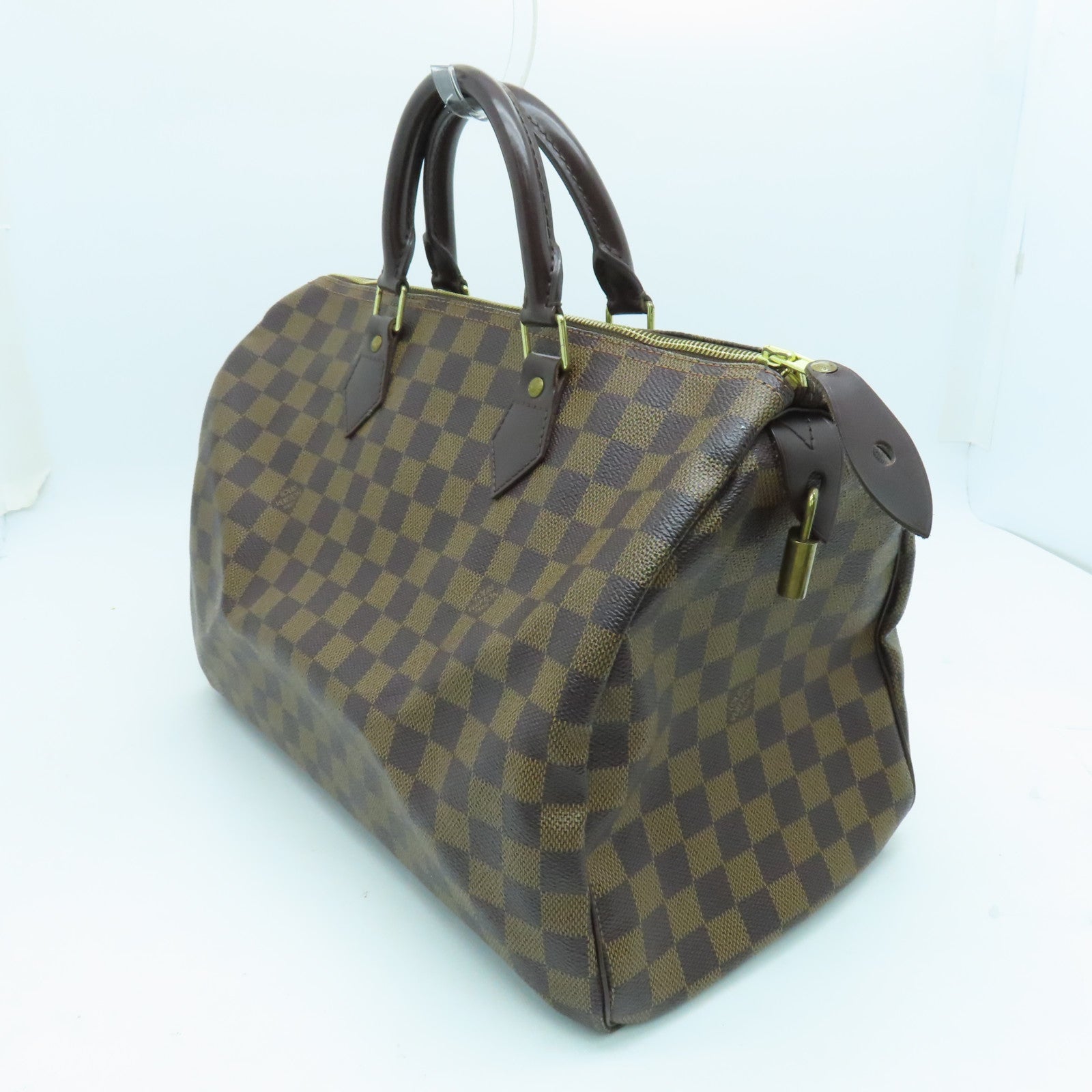 LOUIS VUITTON Damier Speedy 35金扣手挽袋啡色