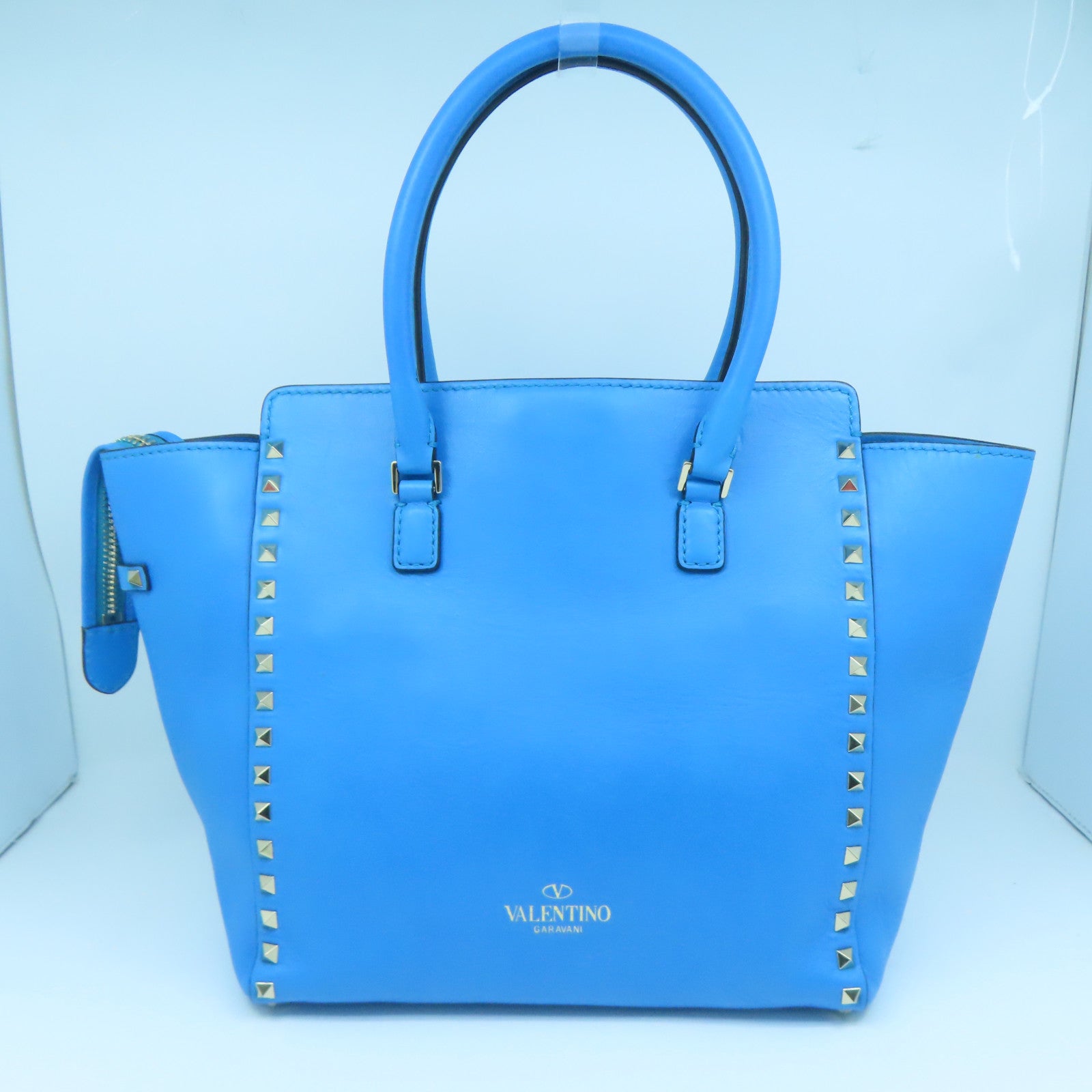 Valentino 【激減優惠】牛皮皮革2way Shoulder Bag金扣手挽肩背兩用袋藍色