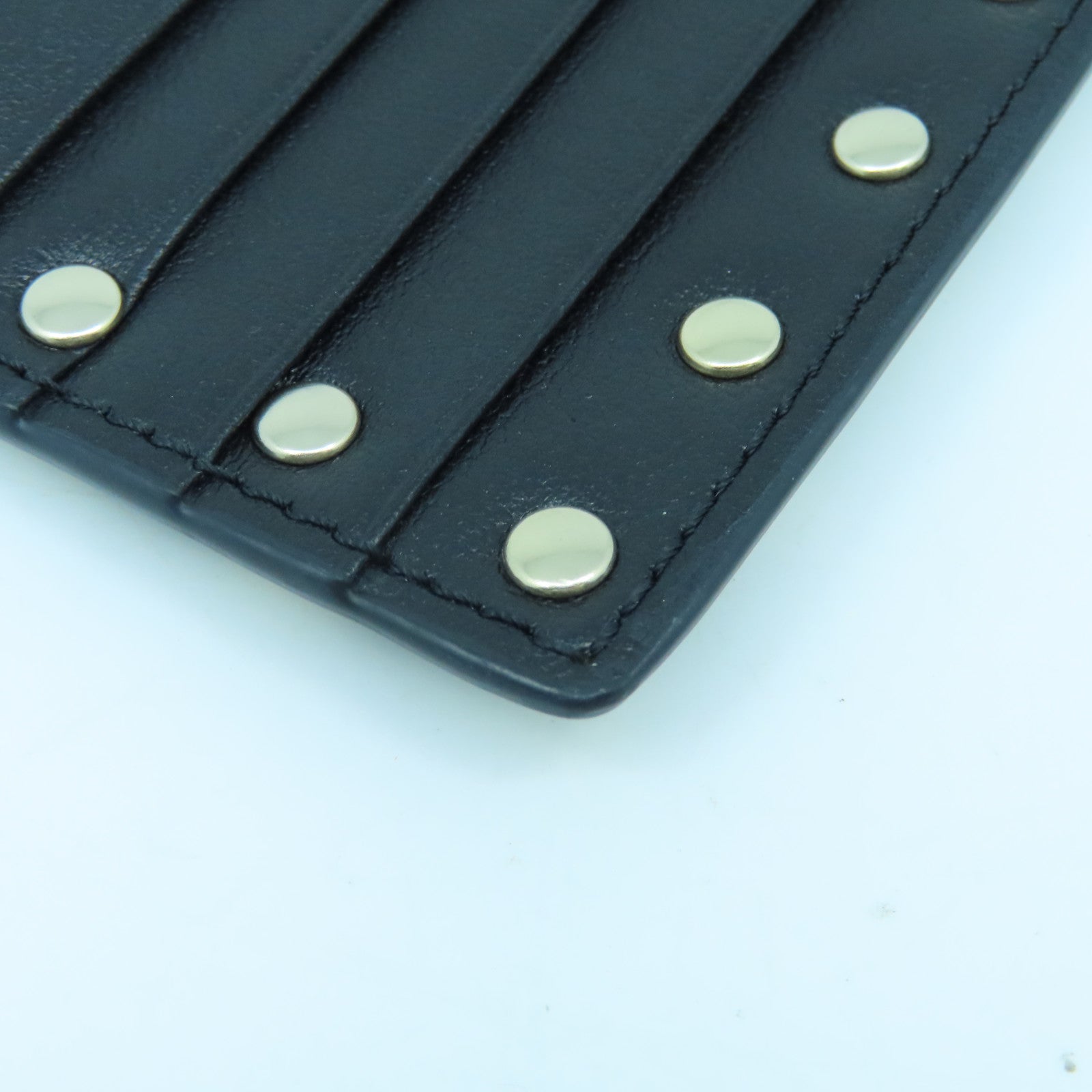 Valentino 牛皮皮革Card case銀扣卡片套黑色