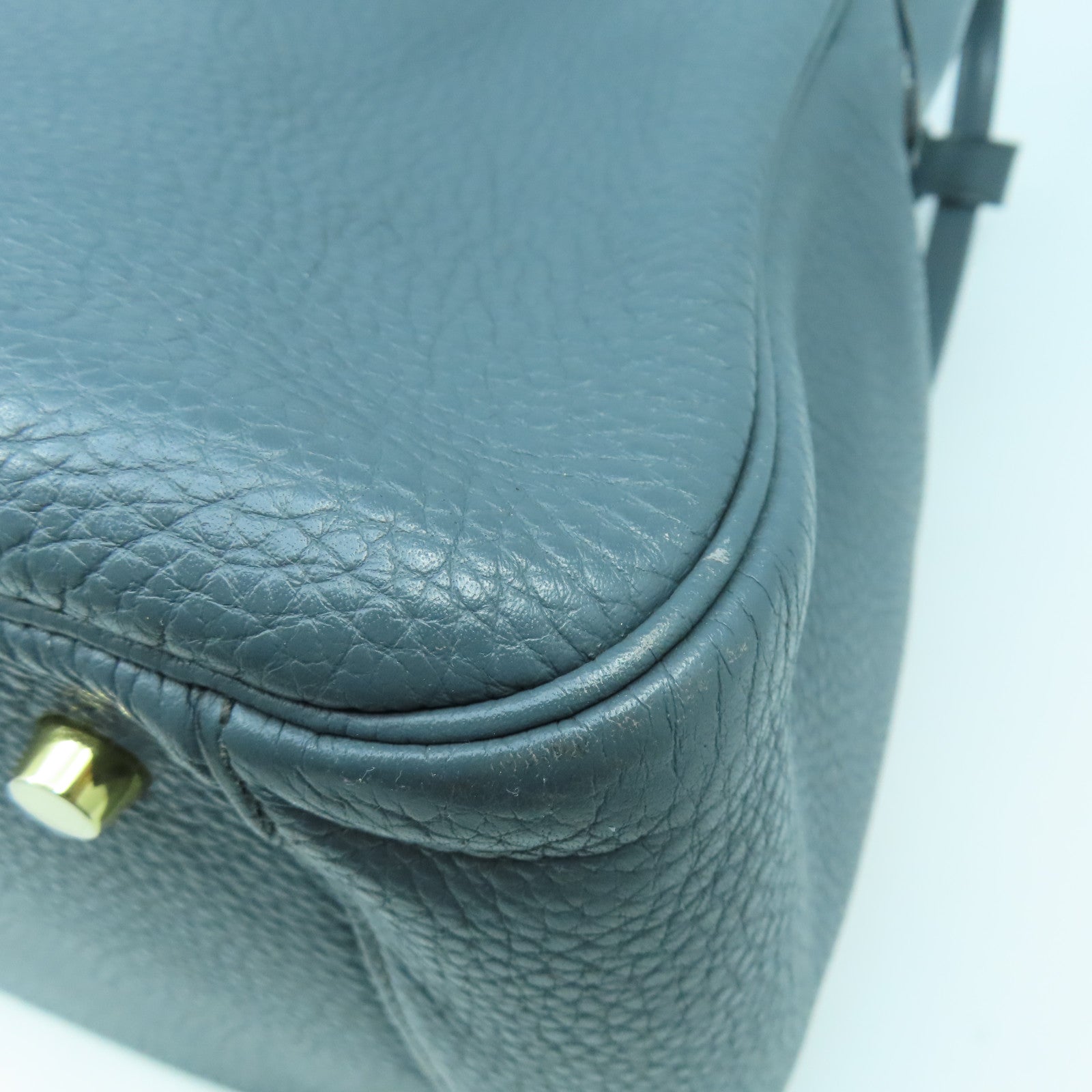 HERMES Clemence皮革Lindy 34金扣手挽肩背兩用袋風暴藍色