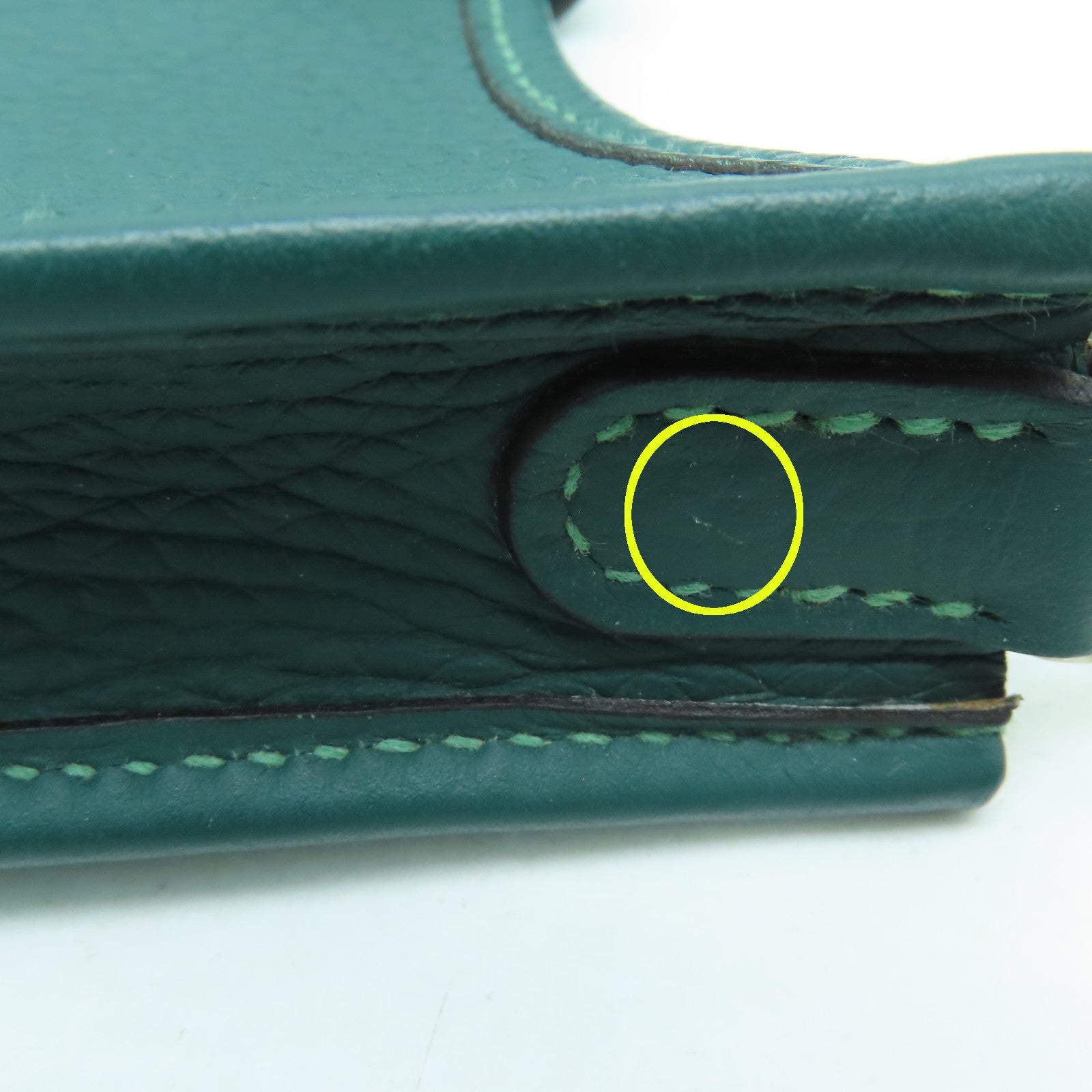 HERMES Clemence皮革Evelyne TPM銀扣肩背袋飽和綠色