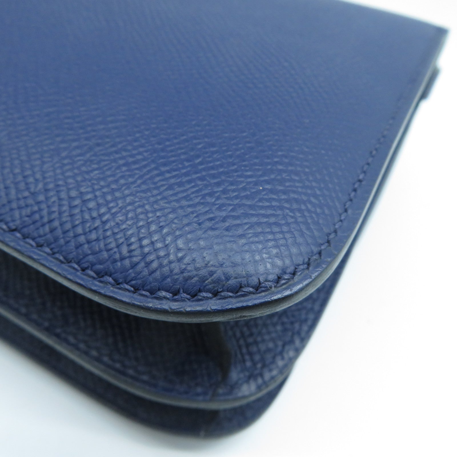 HERMES Epsom皮革Constance Elan銀扣肩背袋Bleu Saphir寶石藍色