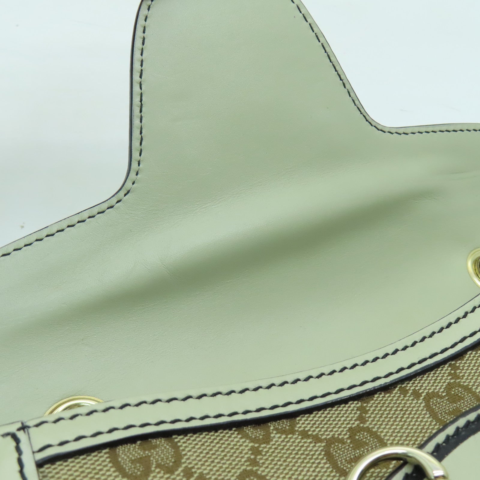GUCCI 帆布Chain Shoulder金扣鏈帶肩背袋白色