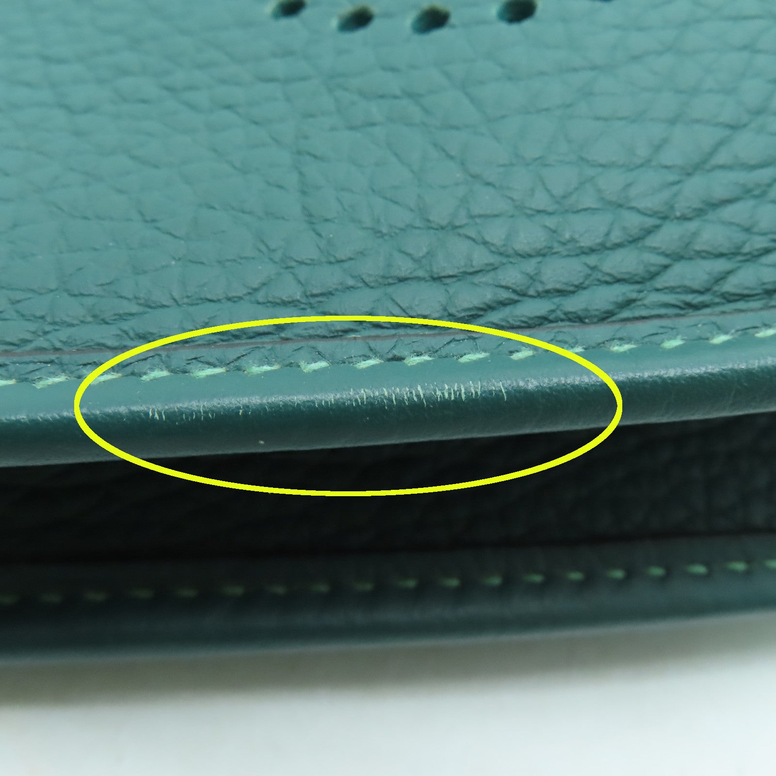 HERMES Clemence皮革Evelyne TPM銀扣肩背袋飽和綠色