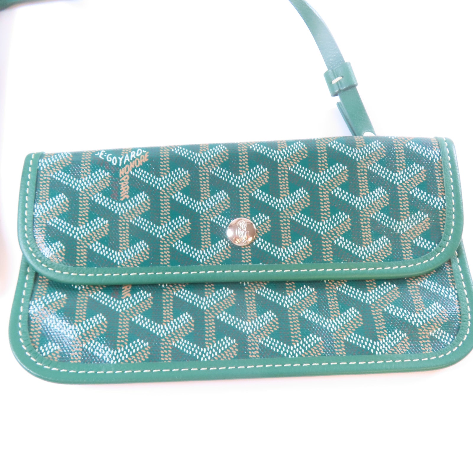 GOYARD 塗層帆布Saint-Louis GM銀扣手挽袋綠色