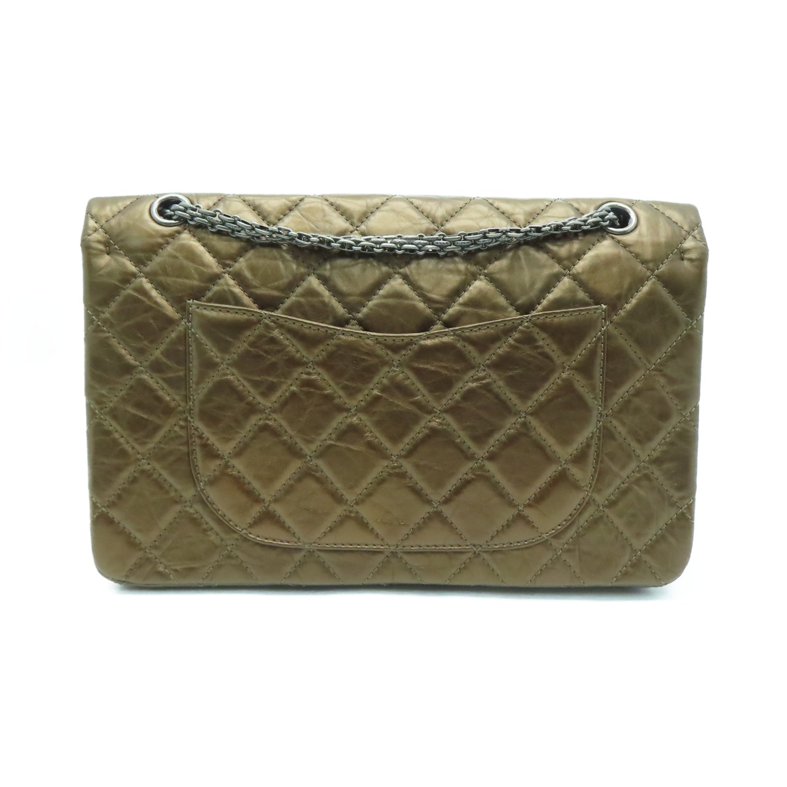 CHANEL 【激减优惠】菱格牛皮皮革2.55 Chain Shoulder银扣链带肩背袋铜色