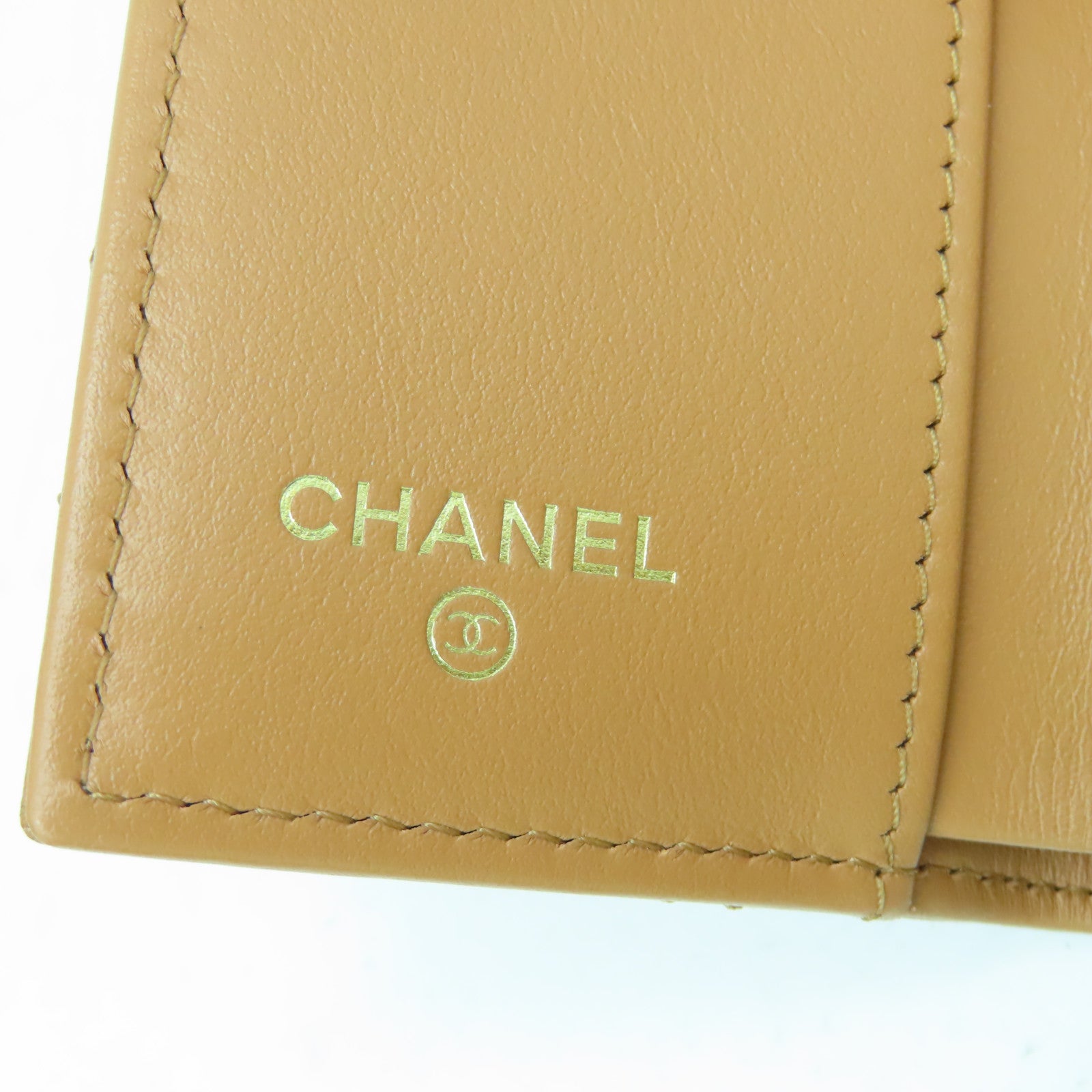 CHANEL 菱格牛皮皮革C19 Wallet金扣錢包駱駝色