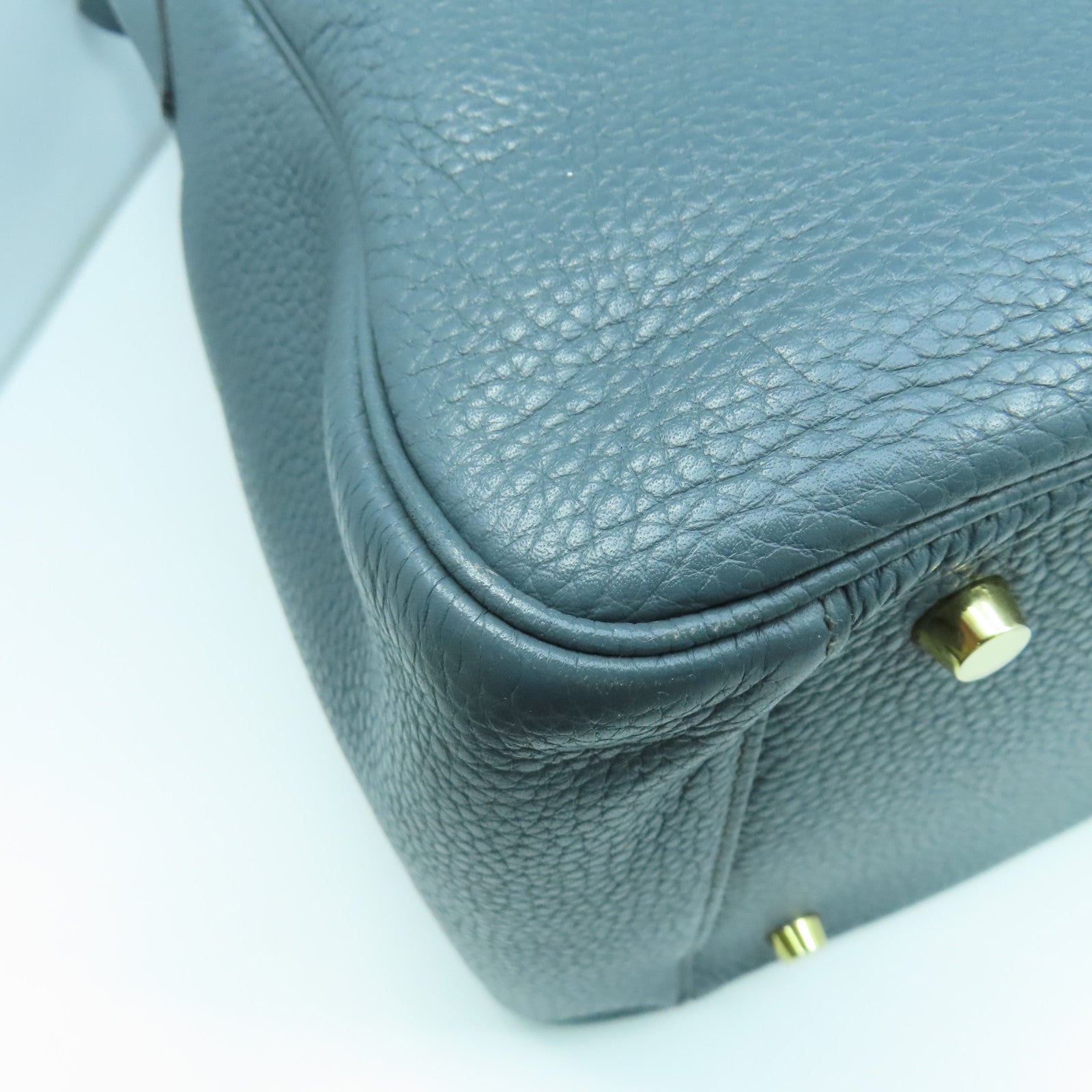HERMES Clemence皮革Lindy 34金扣手挽肩背兩用袋風暴藍色