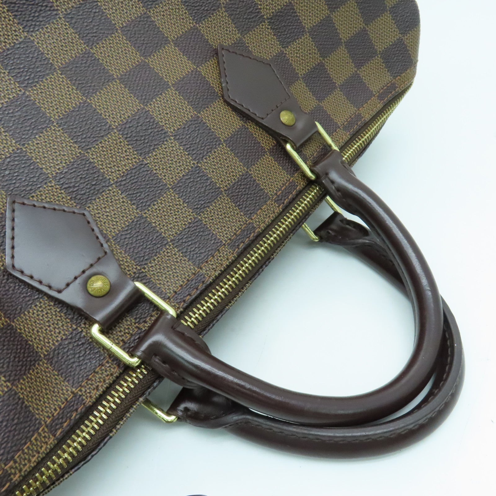 LOUIS VUITTON Damier Speedy 35金扣手挽袋啡色