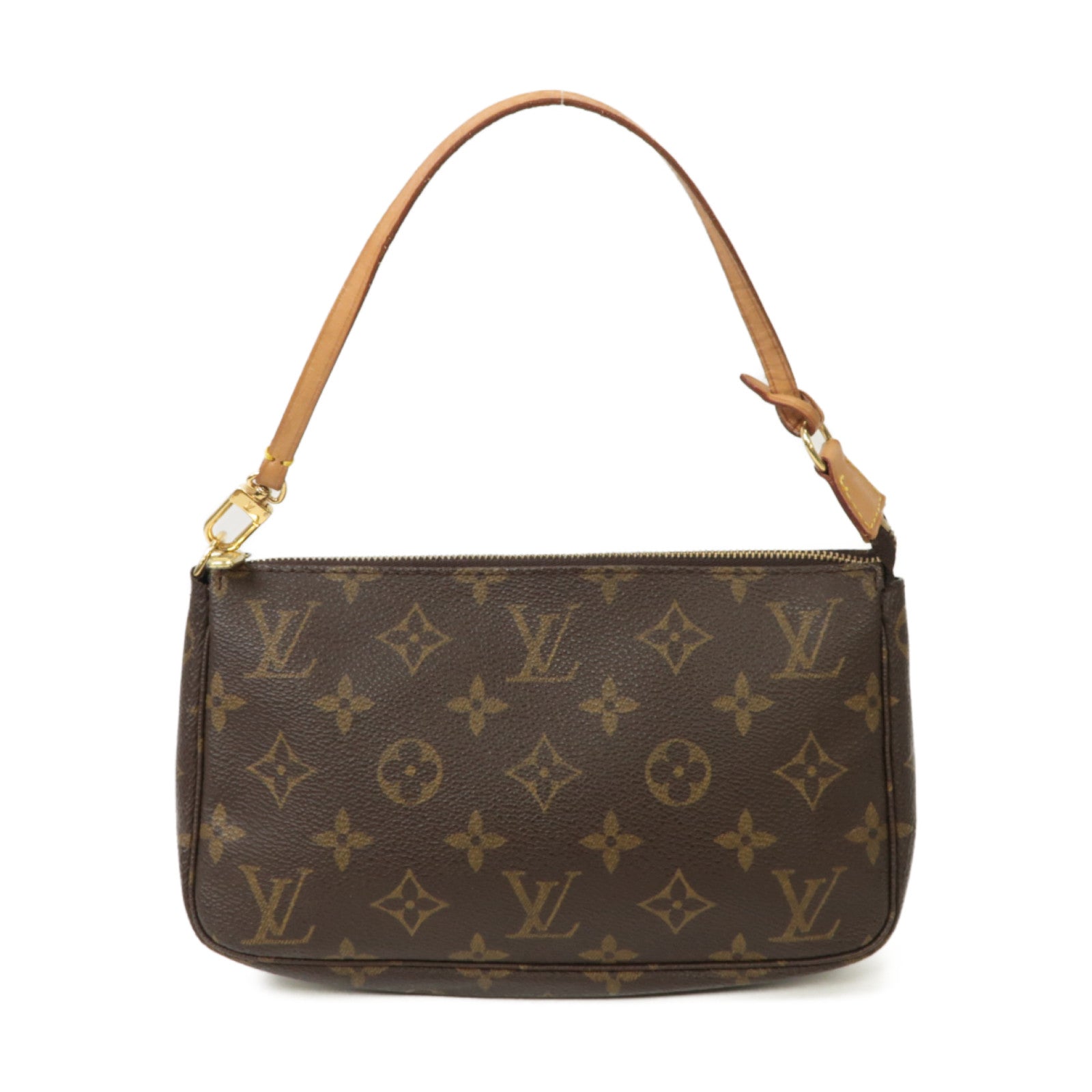 LOUIS VUITTON Monogram Pochette金扣肩背袋棕色