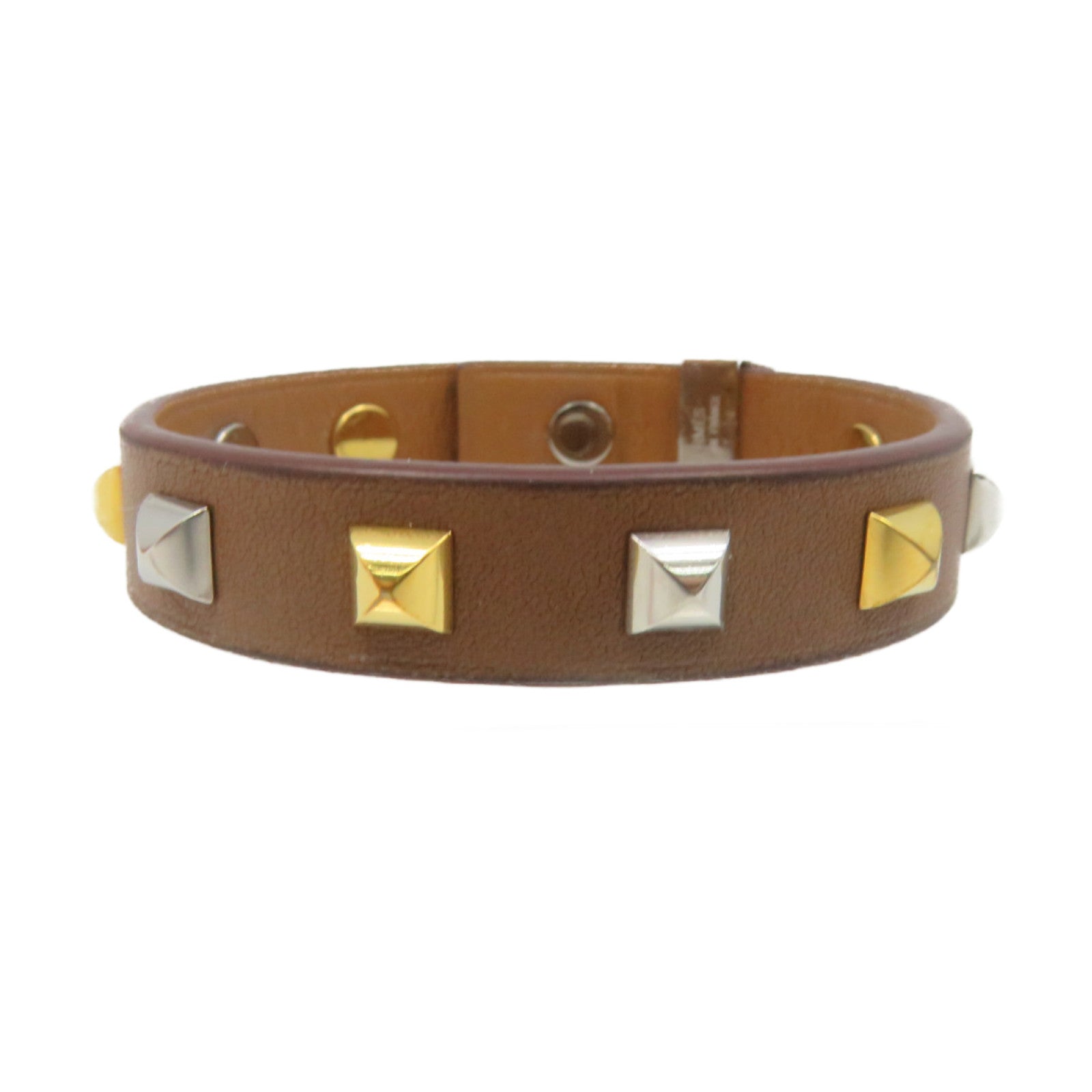 HERMES Swift皮革银扣Mini Dog Bangle手镯啡色/金色/银色