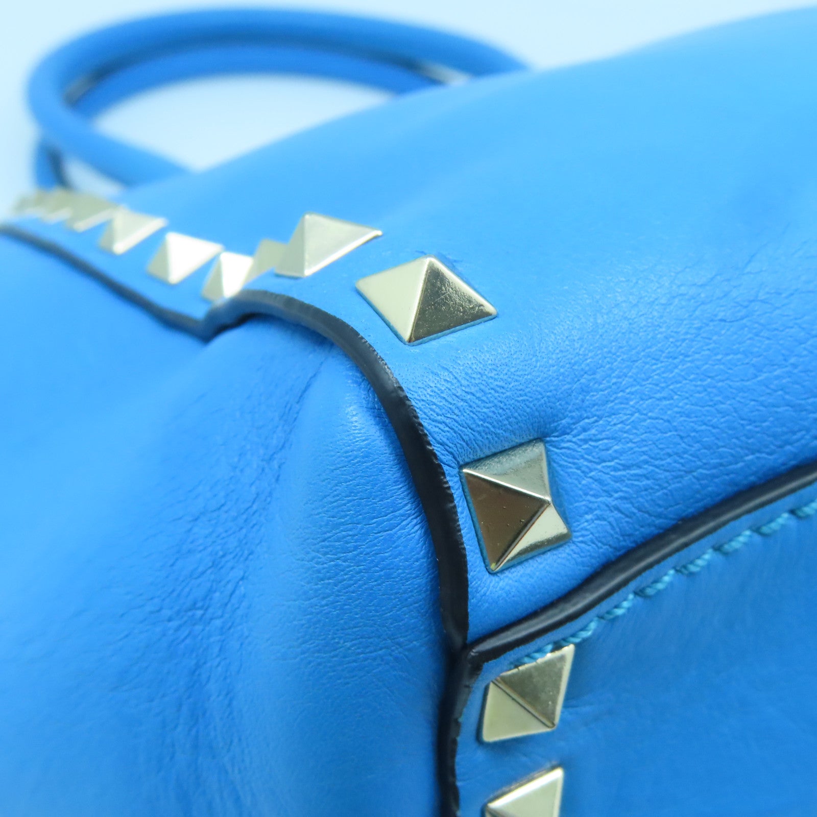 Valentino 【激減優惠】牛皮皮革2way Shoulder Bag金扣手挽肩背兩用袋藍色
