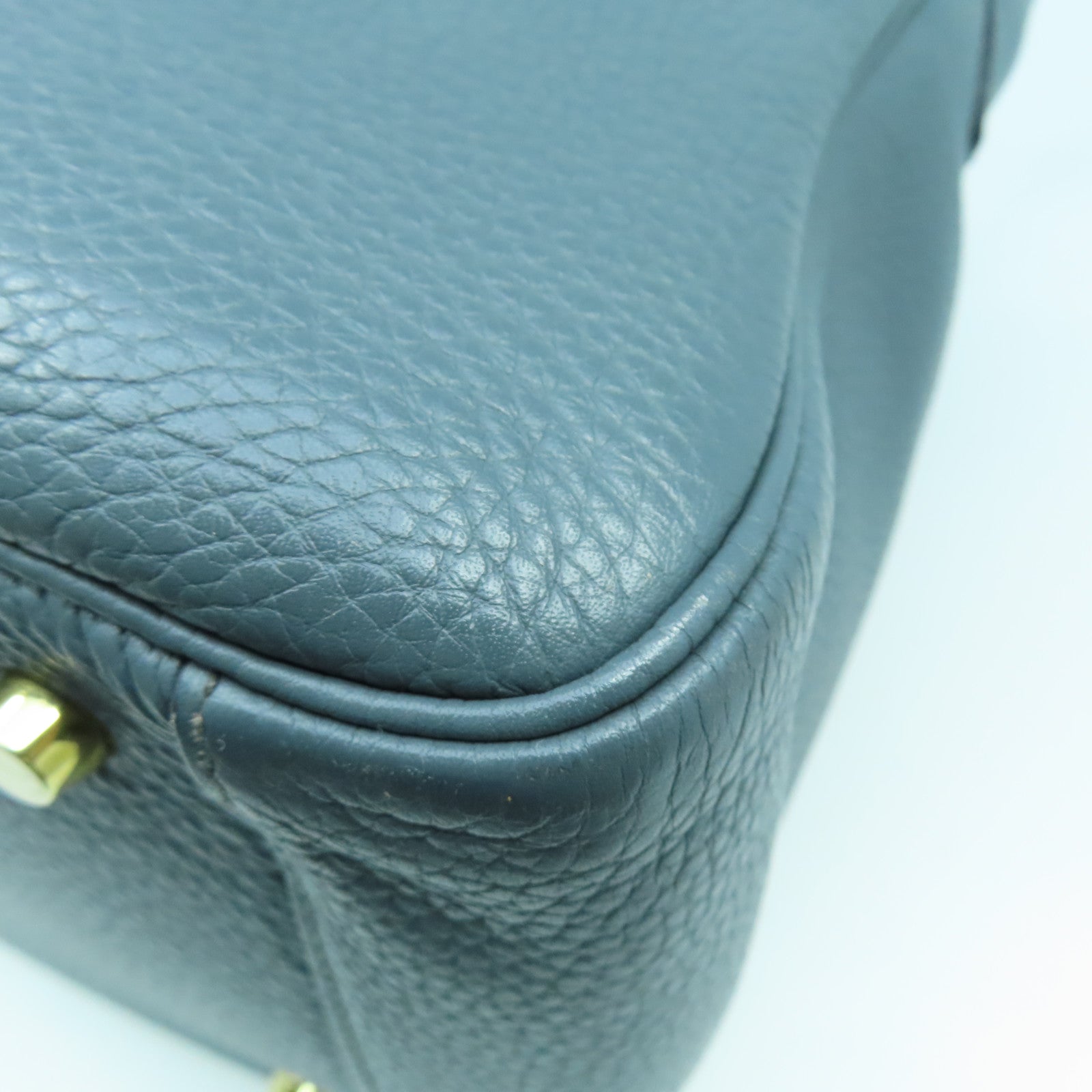 HERMES Clemence皮革Lindy 34金扣手挽肩背兩用袋風暴藍色
