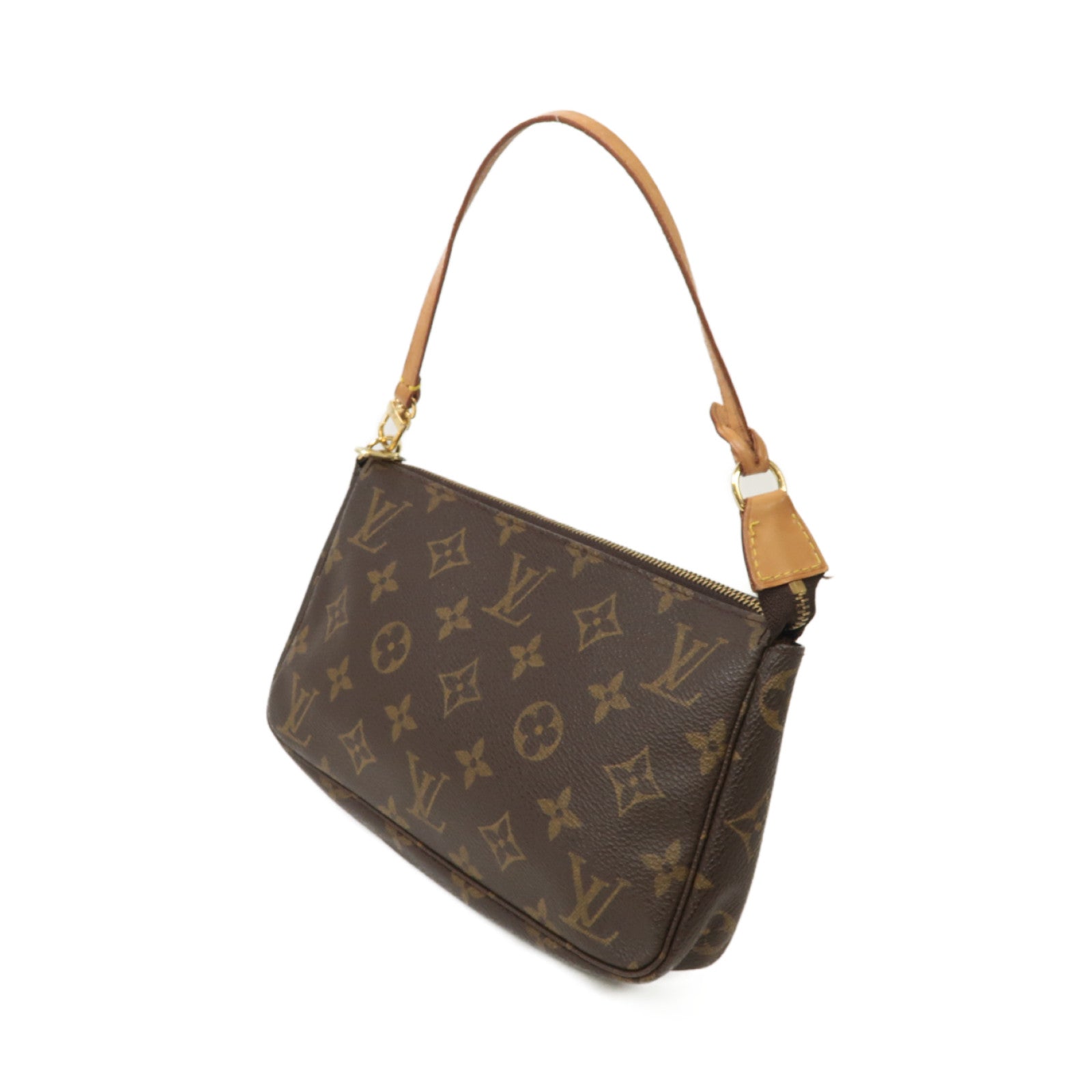 LOUIS VUITTON Monogram Pochette金扣肩背袋棕色