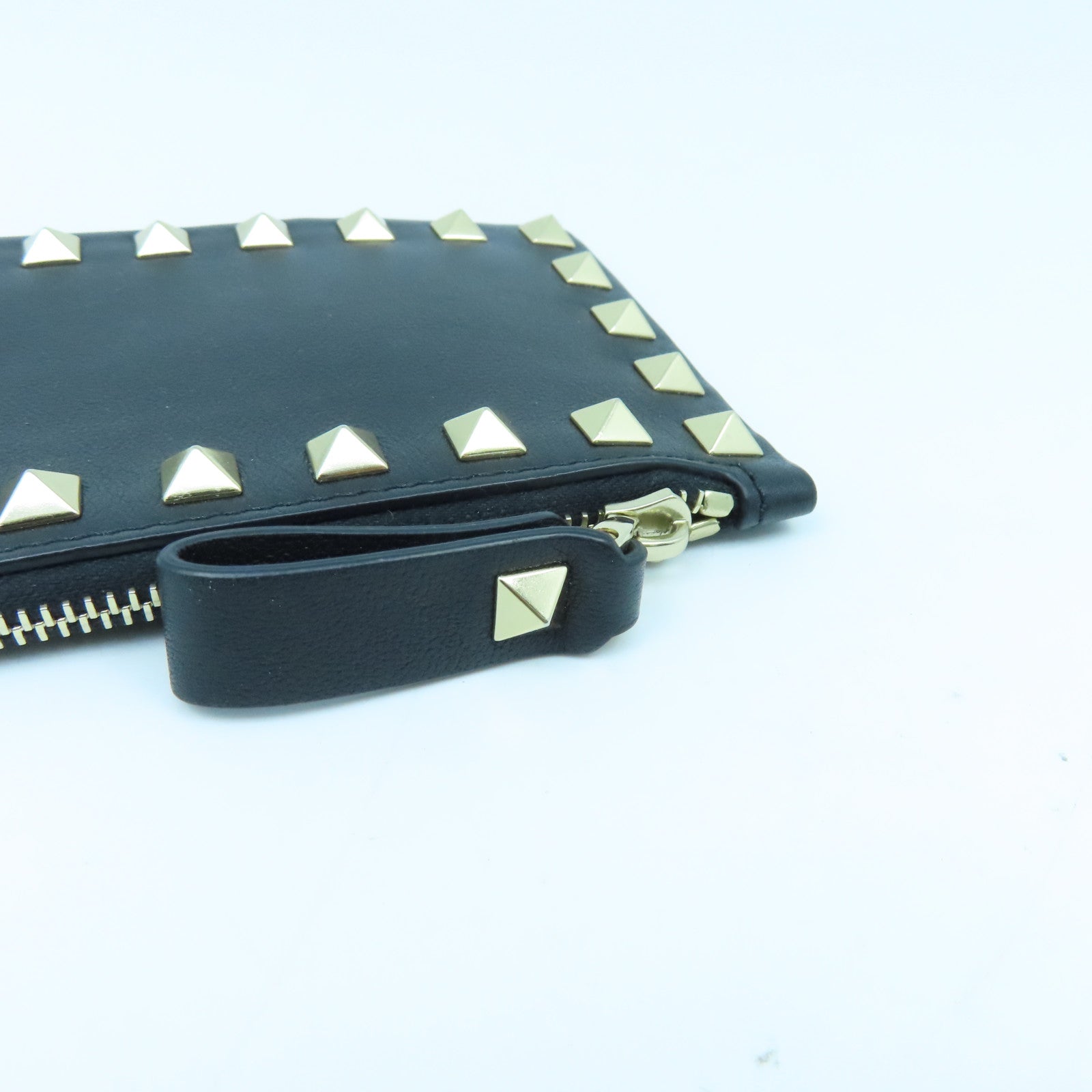 Valentino 牛皮皮革Card case銀扣卡片套黑色