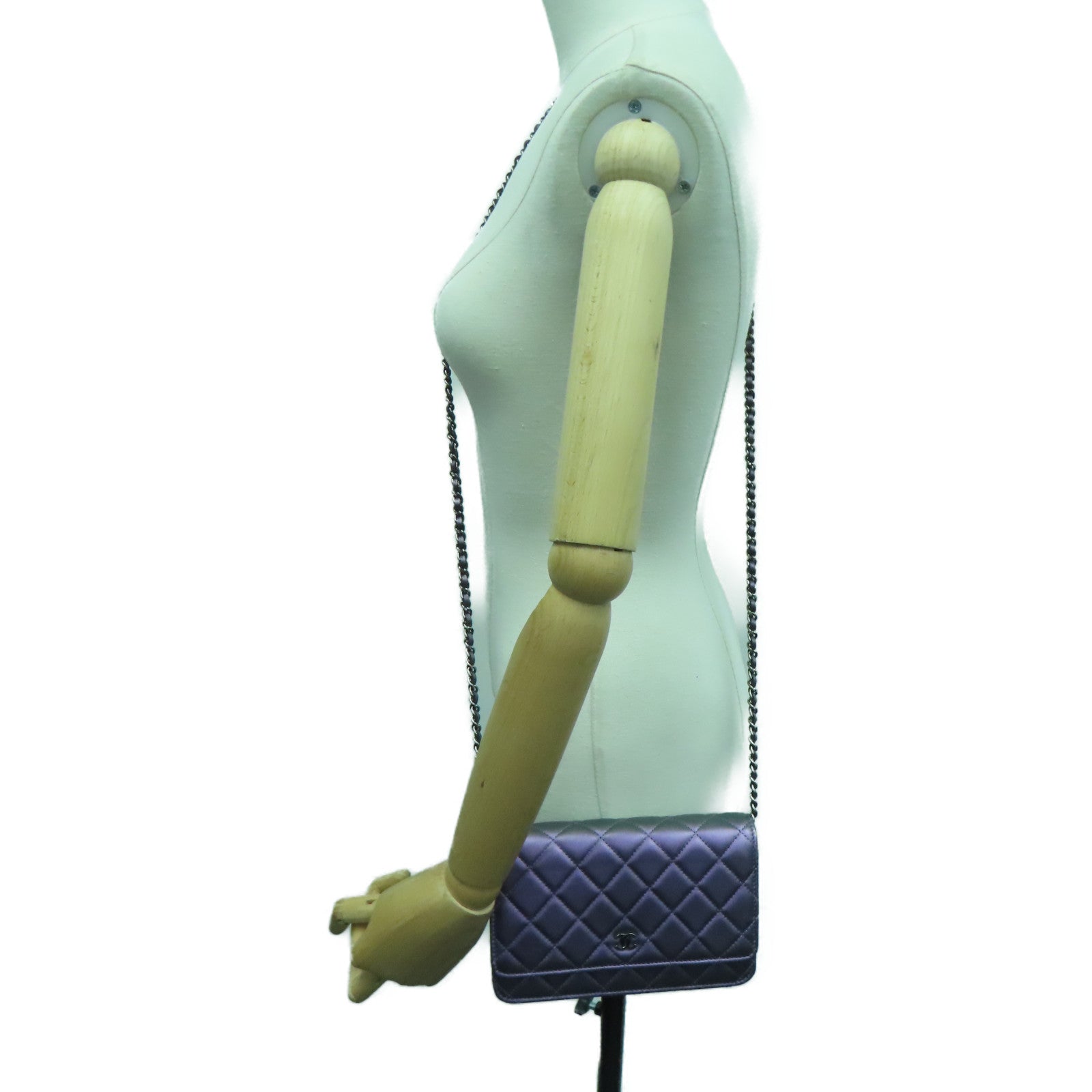 CHANEL 菱格牛皮皮革Chain Shoulder肩背袋紫色