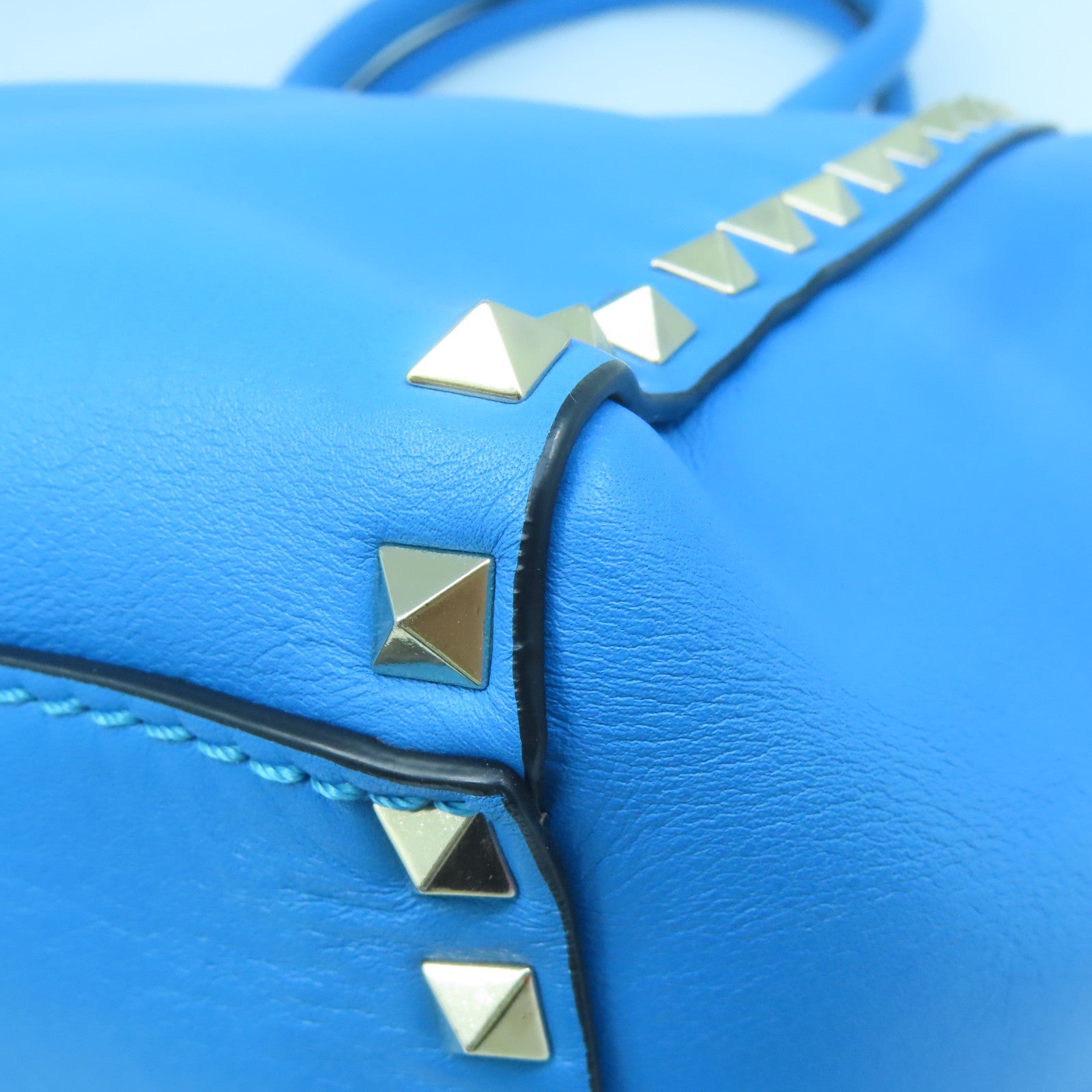 Valentino 【激減優惠】牛皮皮革2way Shoulder Bag金扣手挽肩背兩用袋藍色