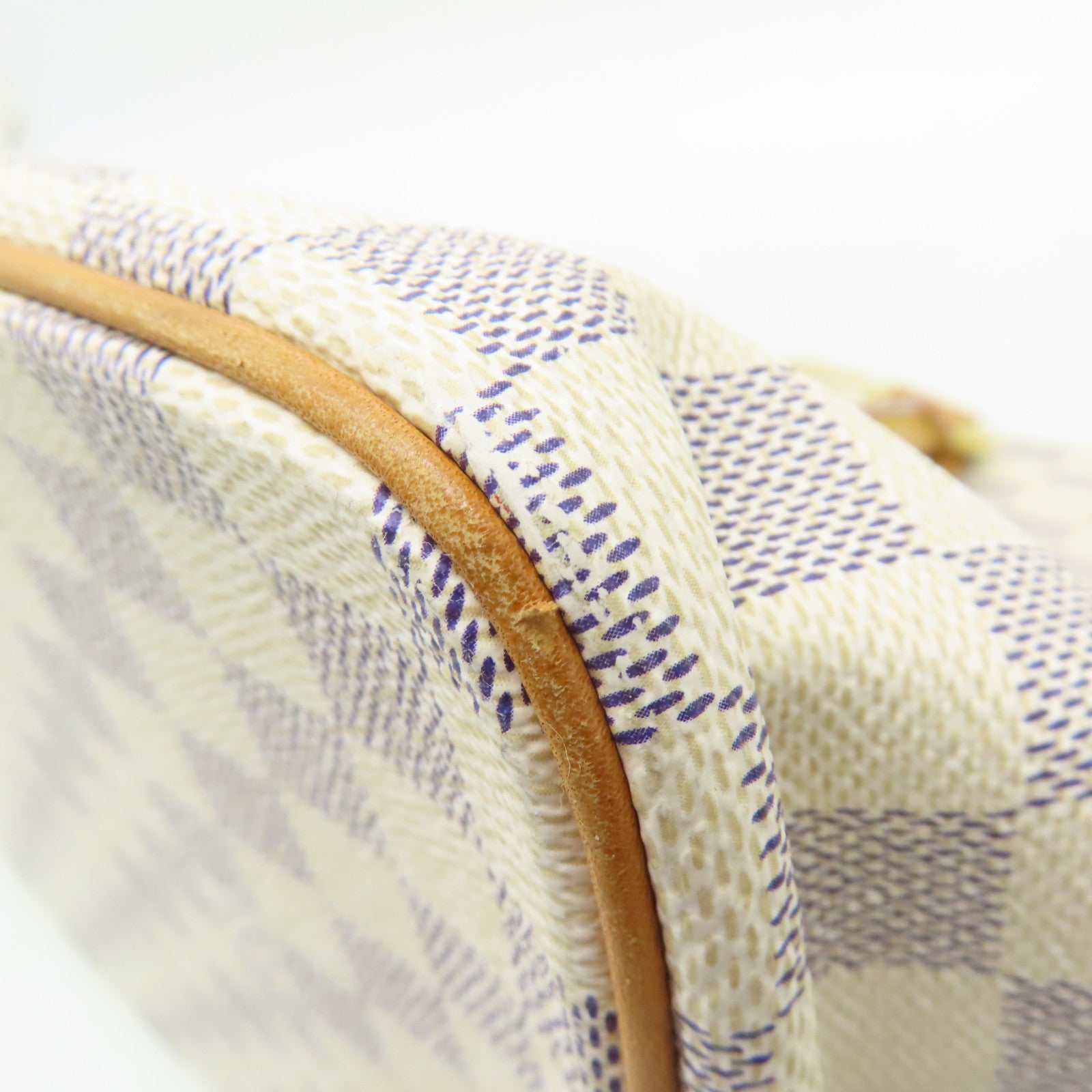LOUIS VUITTON Damier Azur Saleya MM金扣手挽袋白色