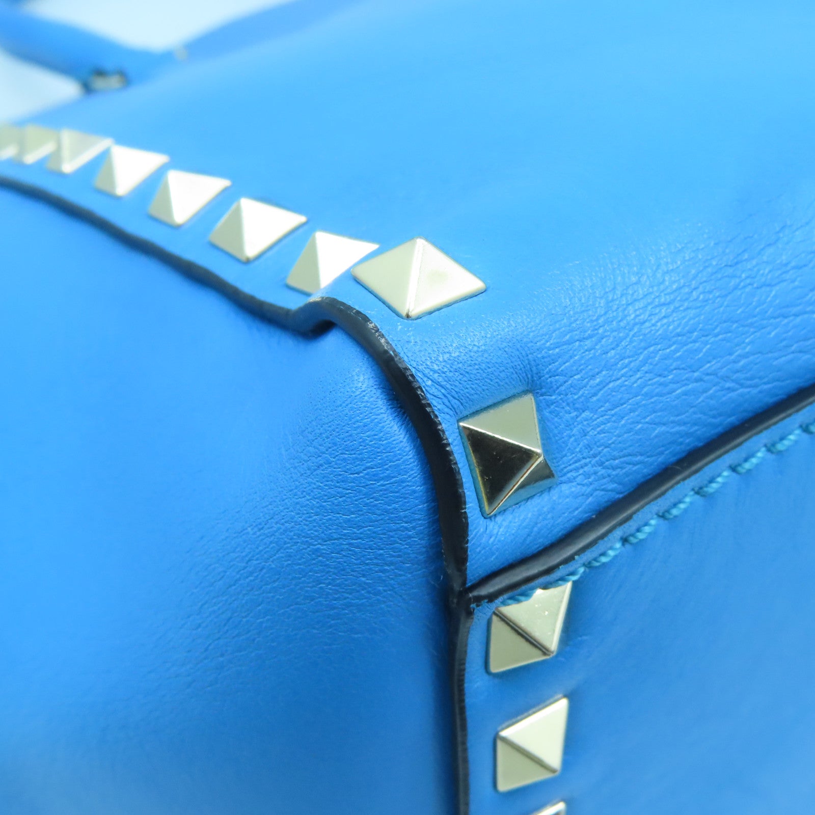 Valentino 【激減優惠】牛皮皮革2way Shoulder Bag金扣手挽肩背兩用袋藍色